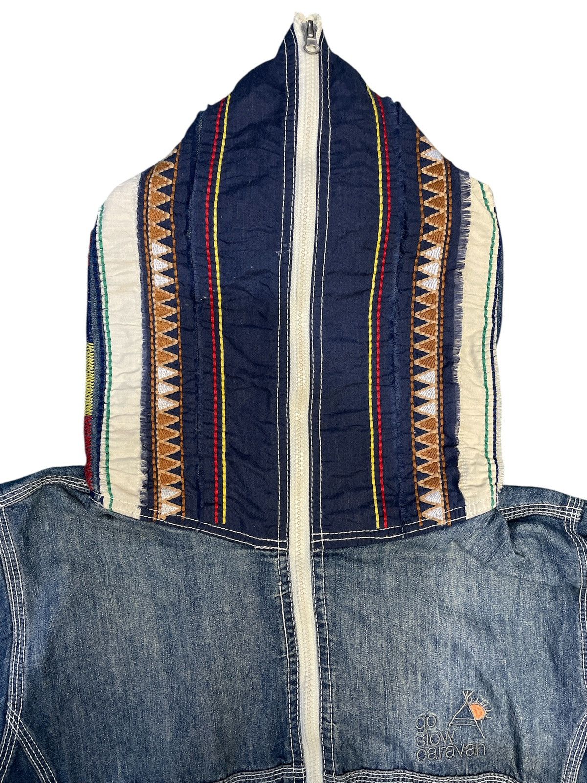 go slow caravan Native Embroidery Denim Mt. Parka Jacket Size US M / EU 48-50 / 2 - 4 Thumbnail