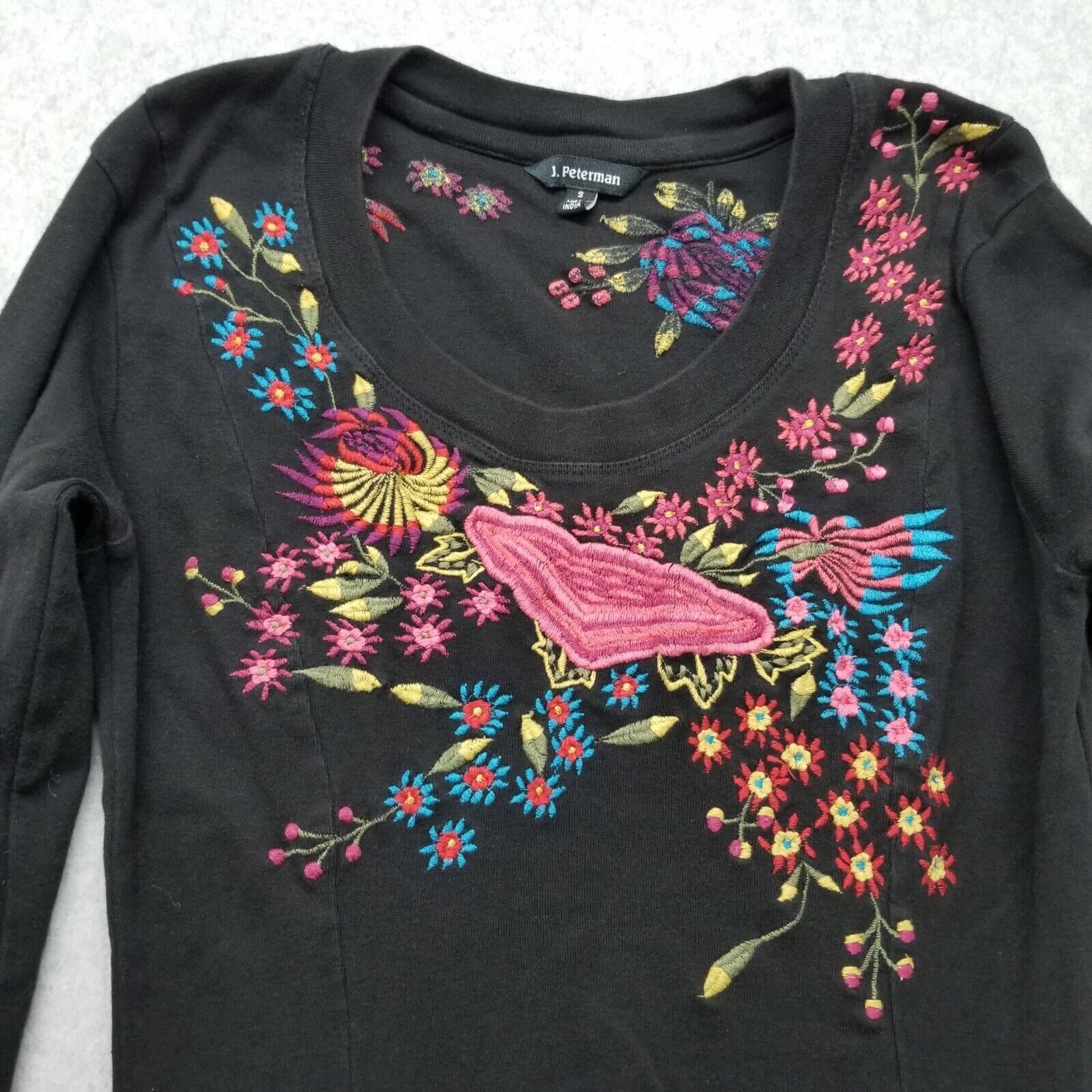 J. Peterman J Peterman Dress Womens Small Black Embroidered Floral Long Size S / US 4 / IT 40 - 4 Thumbnail
