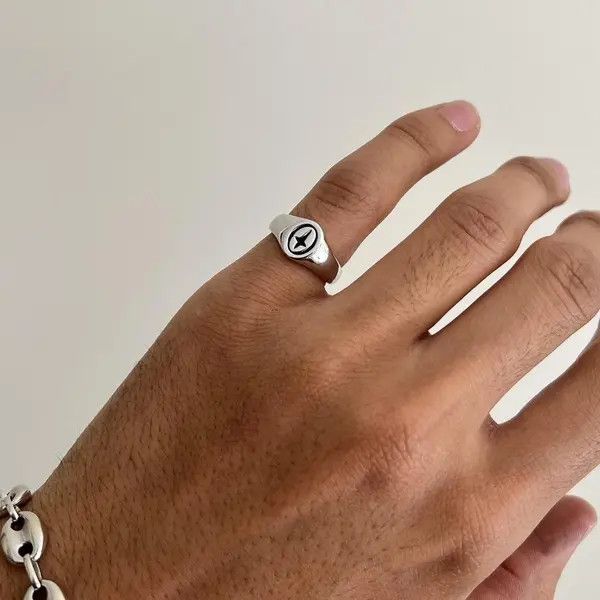 Jewelry silver cross signet stainless steel ring Size ONE SIZE - 4 Thumbnail