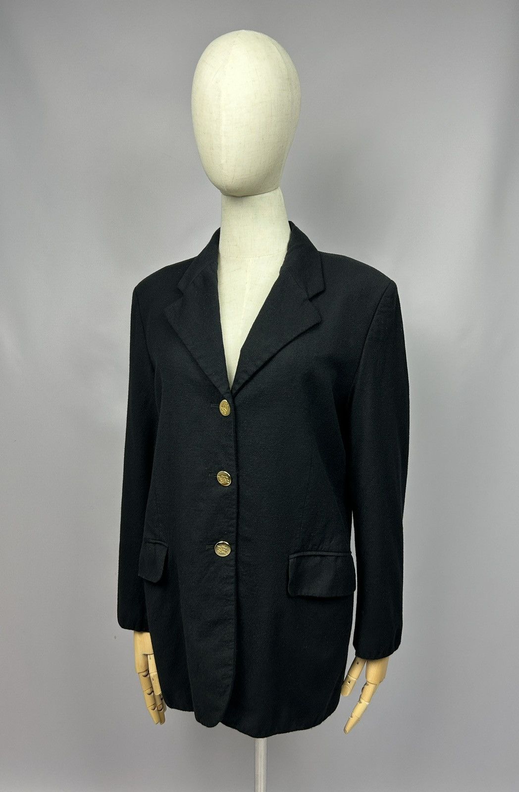 Burberry × Designer Vintage Burberrys Wool/Cashmere Black Knit Blazer Jacket Size L / US 10 / IT 46 - 2 Thumbnail
