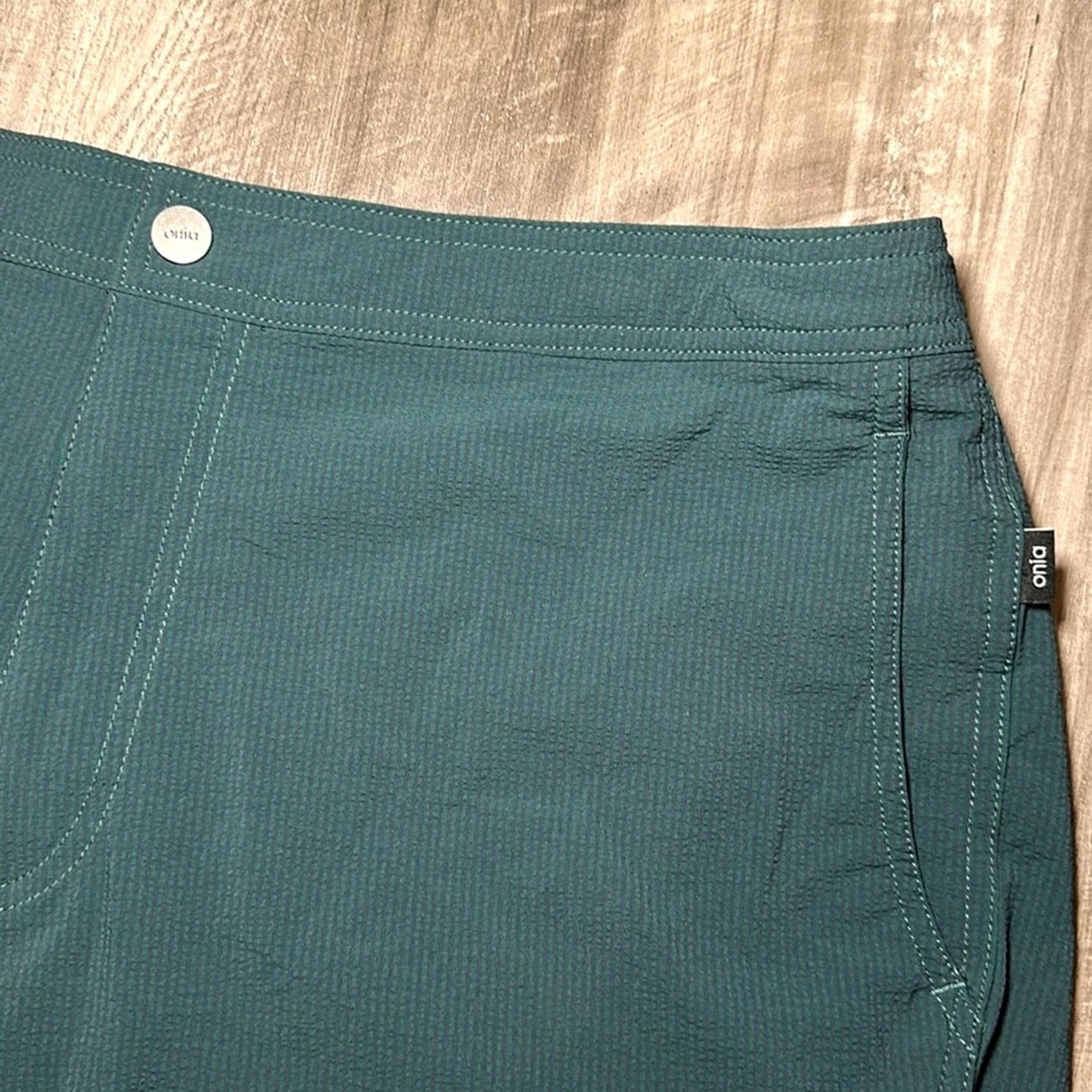 Onia Onia Calder Seersucker Swim Trunks Bottom 2XL Men Green Regular Sized 2XL Dark Green Charcoal MS6036 Size US 39 - 4 Thumbnail