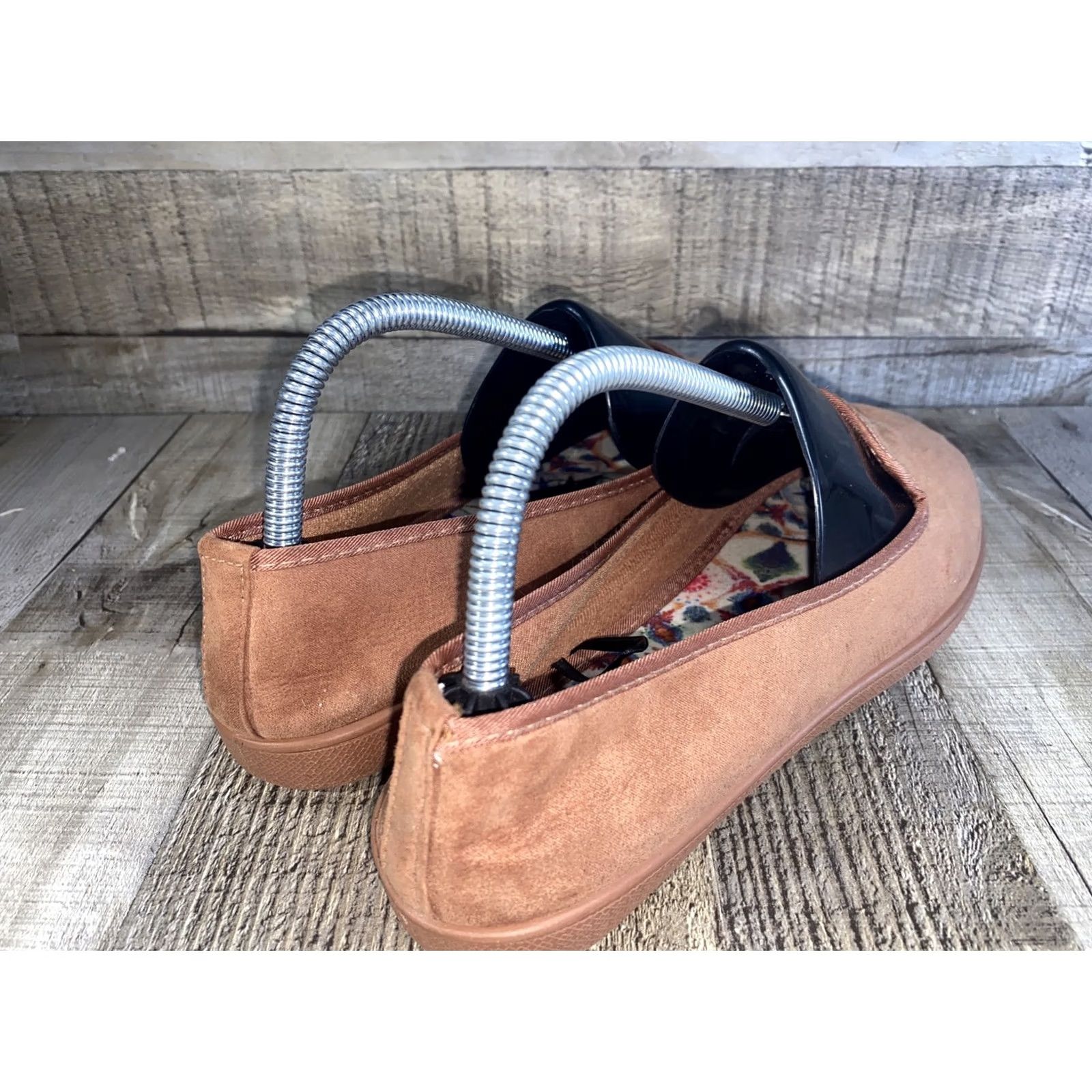 Vintage Rogue Women Flat Slip On Beige 8.5 80s 90s Neon Brick Suede Ballet Shoes Size US 9 / IT 39 - 4 Thumbnail