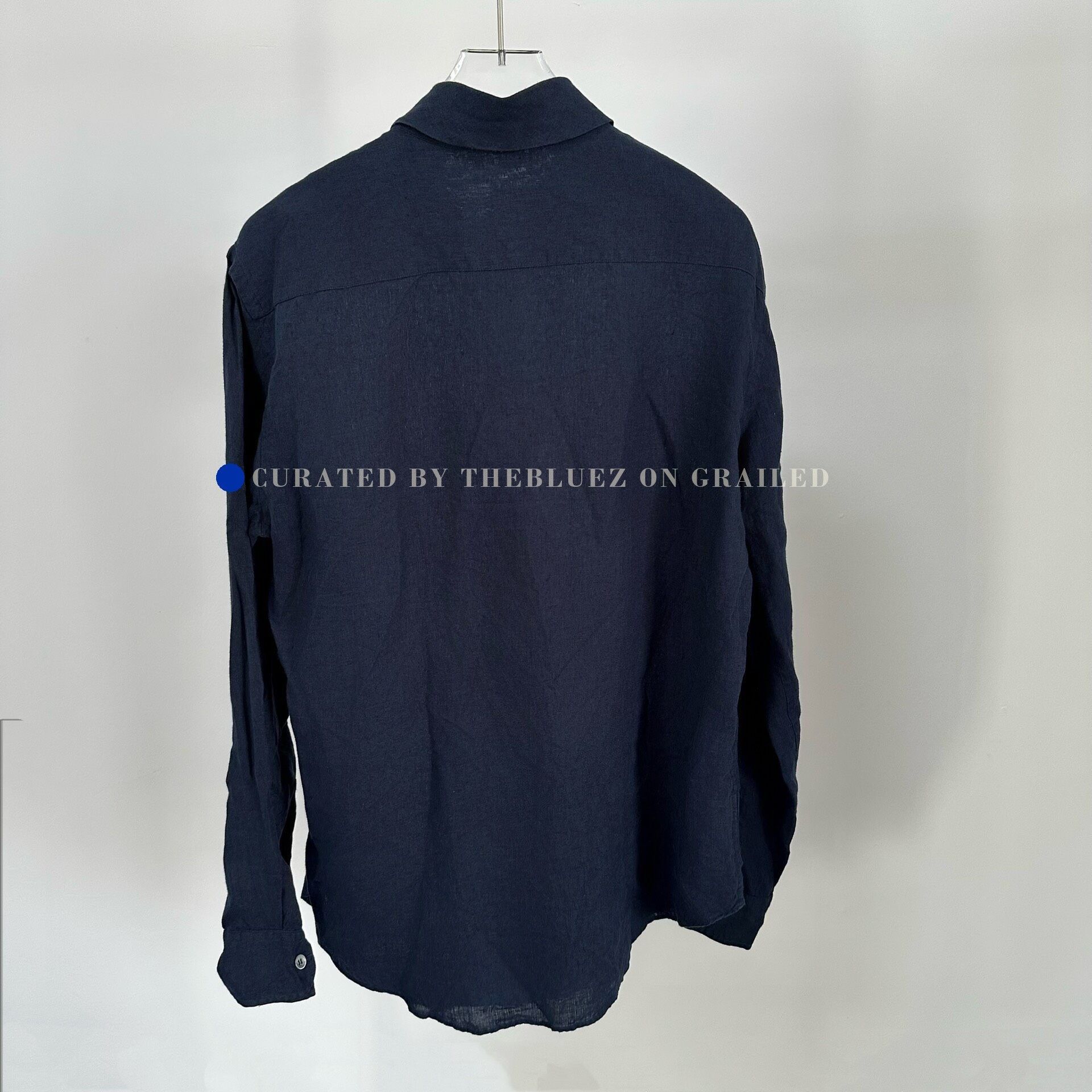 Giorgio Armani Giorgio Armani Dark Blue Linen Shirt Size US XXS / EU 40 - 2 Thumbnail