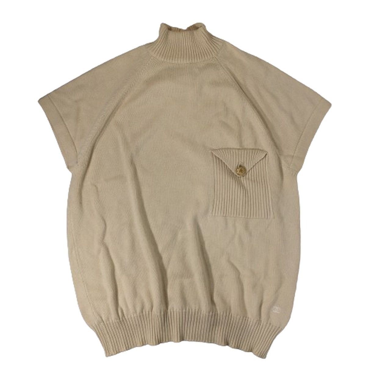 Chanel CHANEL Knit Sweater Short Sleeve Beige Coco Chanel Button Wo Size M / US 6-8 / IT 42-44 - 4 Thumbnail
