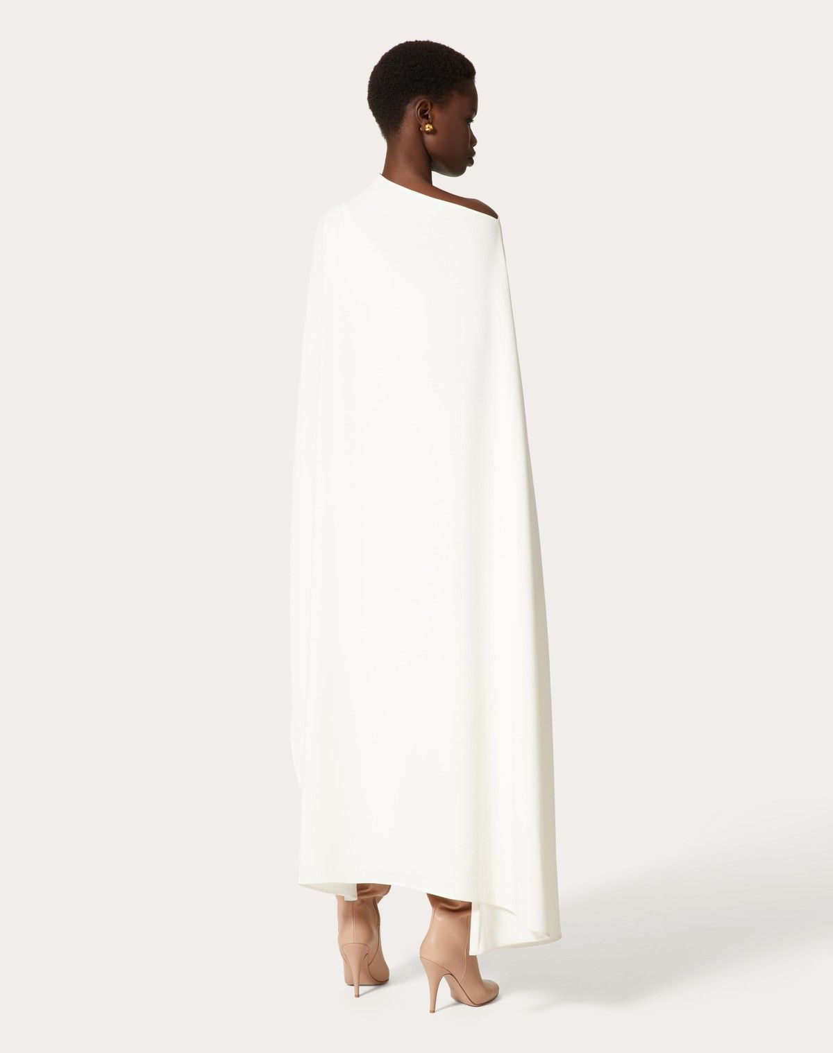 Valentino o1s1wg110525 Cady Couture Midi Dress in White Size L / US 10 / IT 46 - 5 Thumbnail