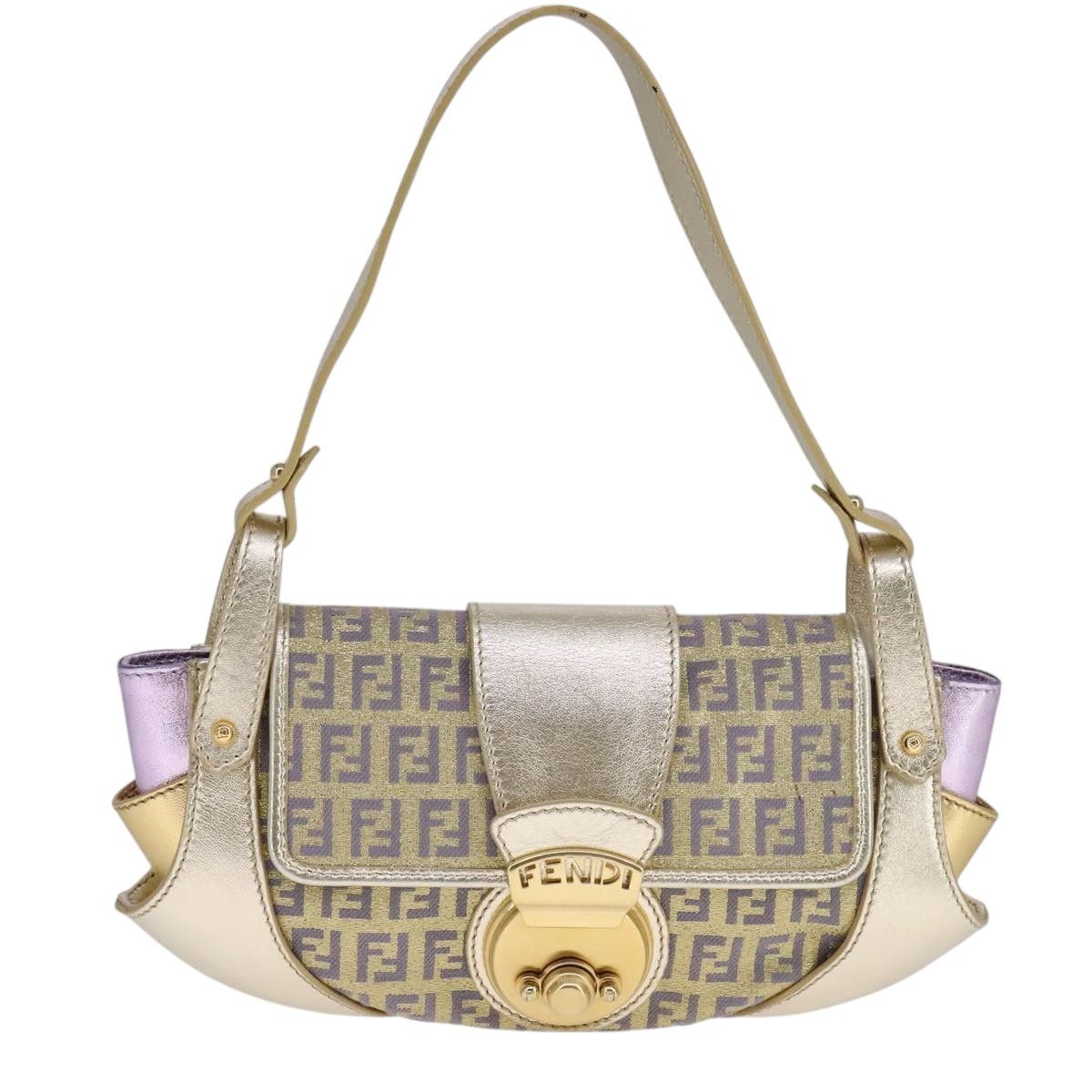 Fendi Zucchino Gold Canvas Shoulder Bag (Pre-Owned) Size ONE SIZE - 1 Thumbnail