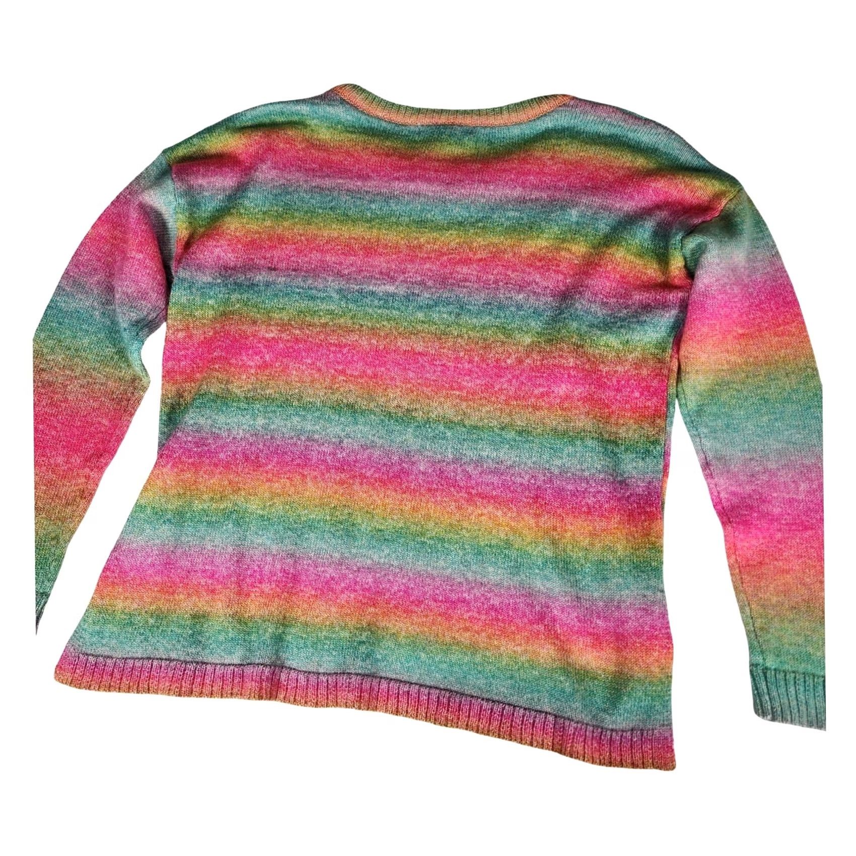 Vintage Cable & Gauge Sweater Womens M Rainbow Striped Space Dye Crewneck Multi Size M / US 6-8 / IT 42-44 - 7 Thumbnail