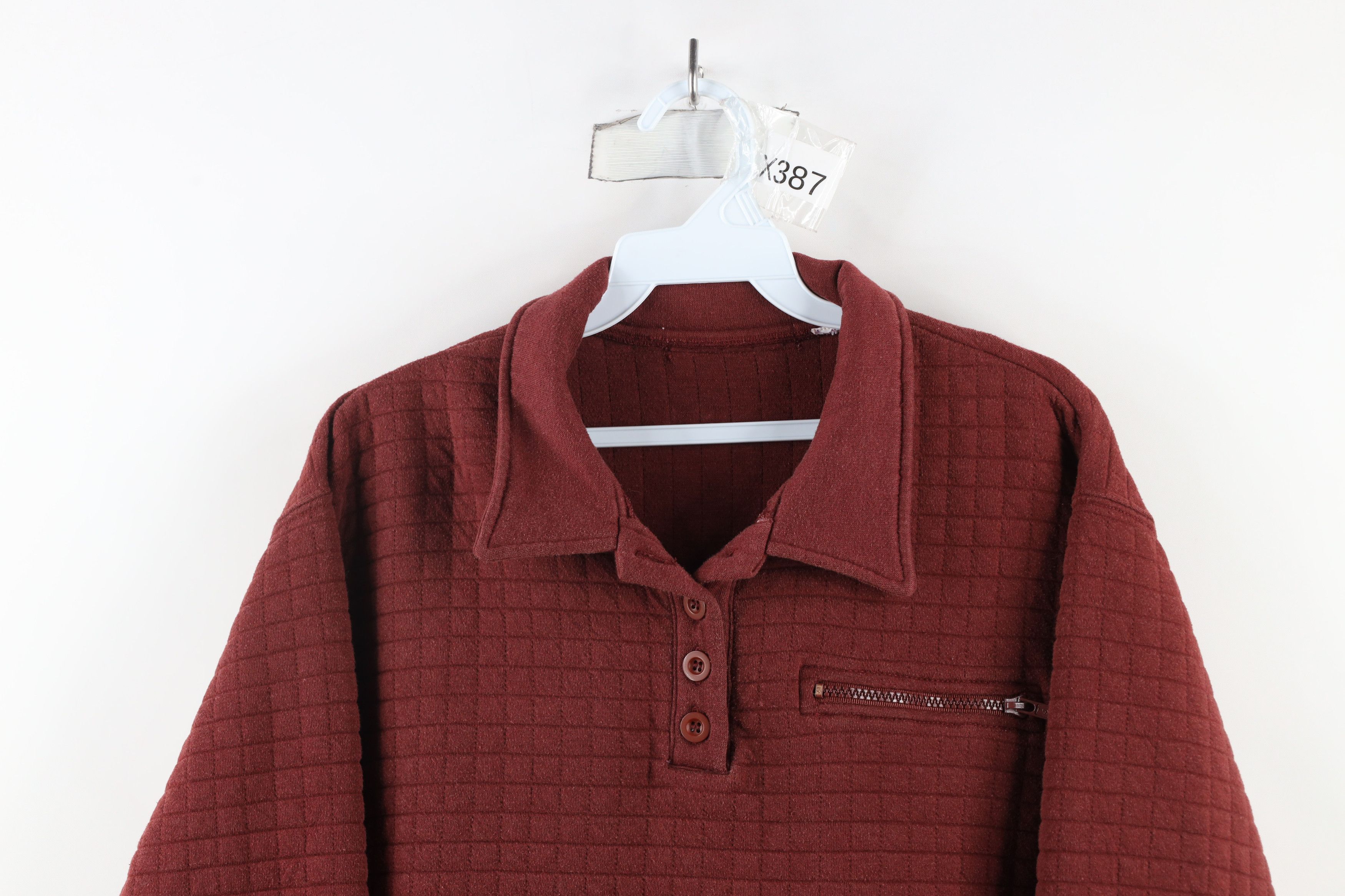 Vintage Vintage 90s Streetwear Henley Collared Sweatshirt Red Size L / US 10 / IT 46 - 2 Thumbnail
