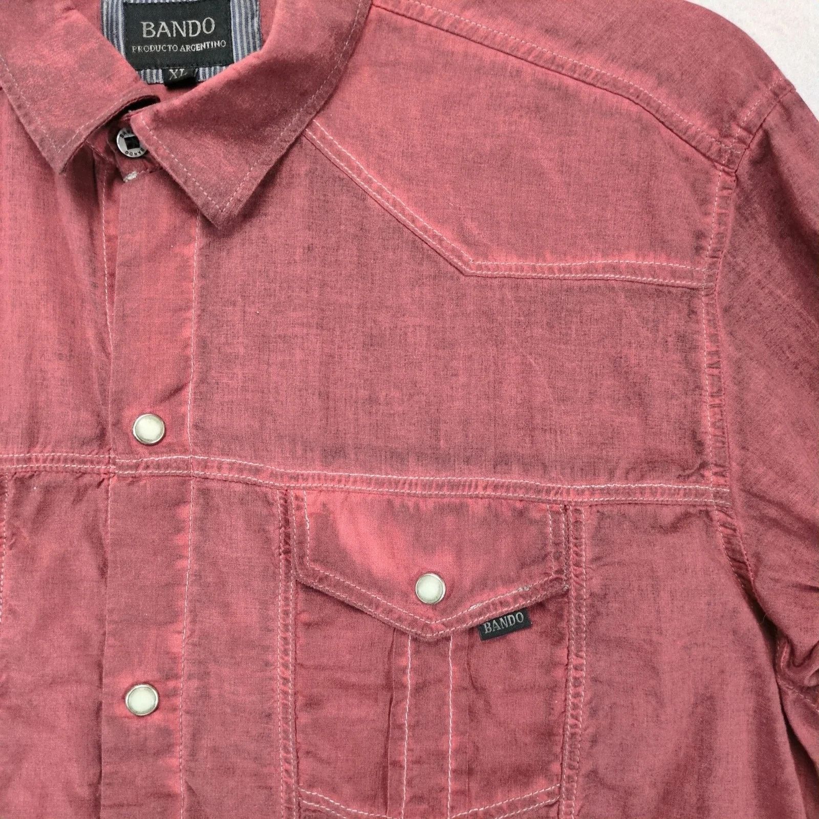 Other Bando Argentina Burgundy Pearl Snap Shirt Men's XL Long Slv Size US XL / EU 56 / 4 - 9 Thumbnail
