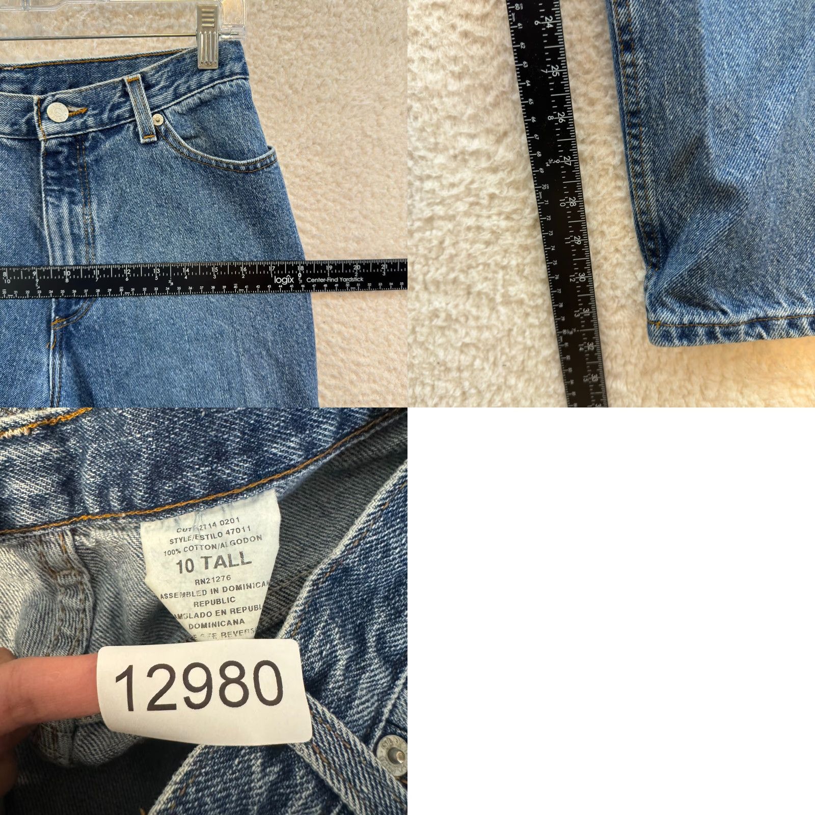 Faded Glory VINTAGE 90s Jeans Denim 100% Cotton Western Mom High Waist 8 Tall 28 Inseam 32 Blue Nike Size 30" / US 8 / IT 44 - 8 Thumbnail
