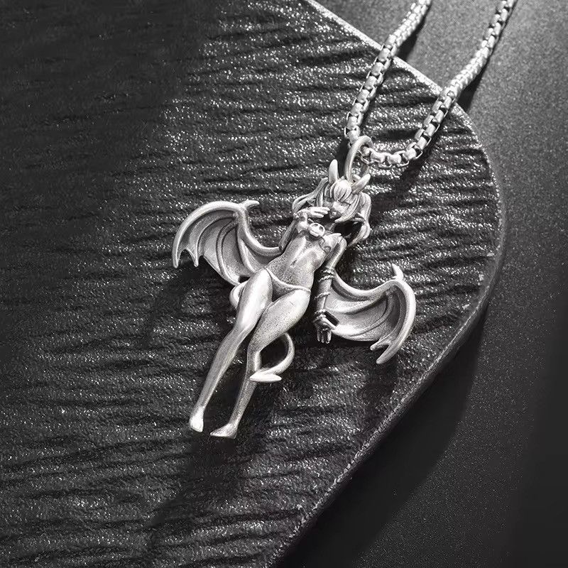 Jewelry Sexy Devil Bat Girl Pendant Necklace Size ONE SIZE - 3 Thumbnail