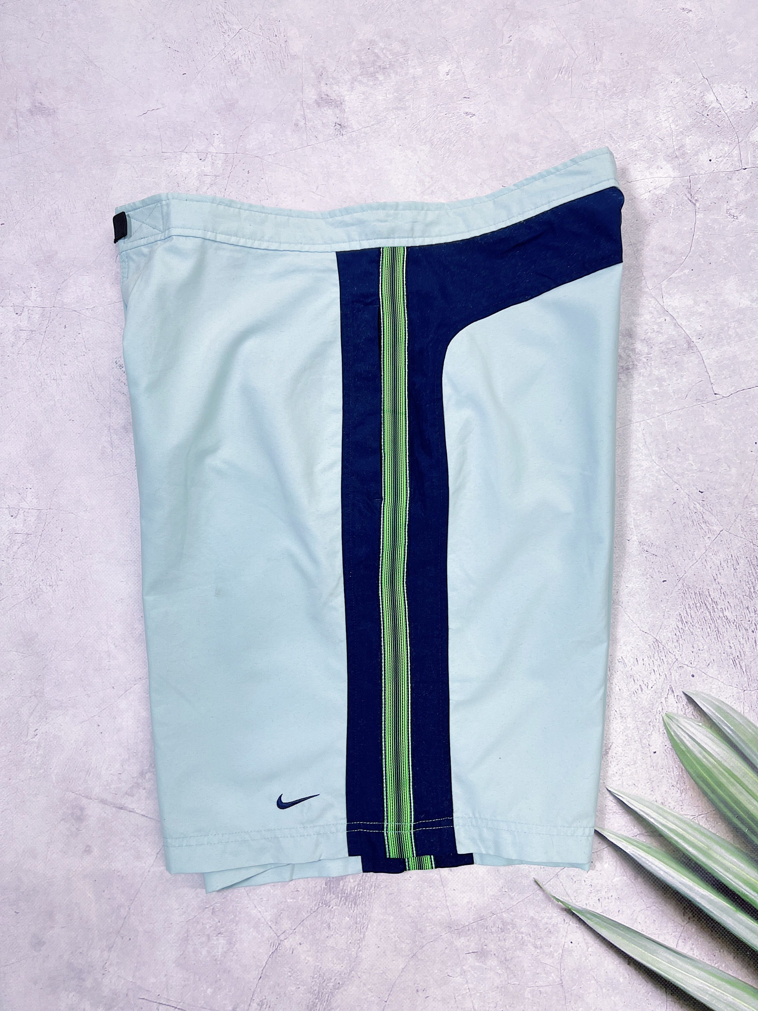Nike × Vintage Vintage Nike Shorts Aquamarine & Green Stripes Size US 34 / EU 50 - 7 Thumbnail