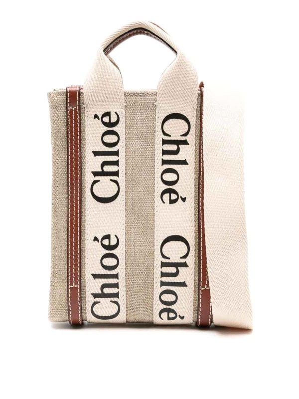 Chloe o1loc1c10226 Size: OS /Mini Woody Northsouth Bag White/Brown Size ONE SIZE - 1 Thumbnail