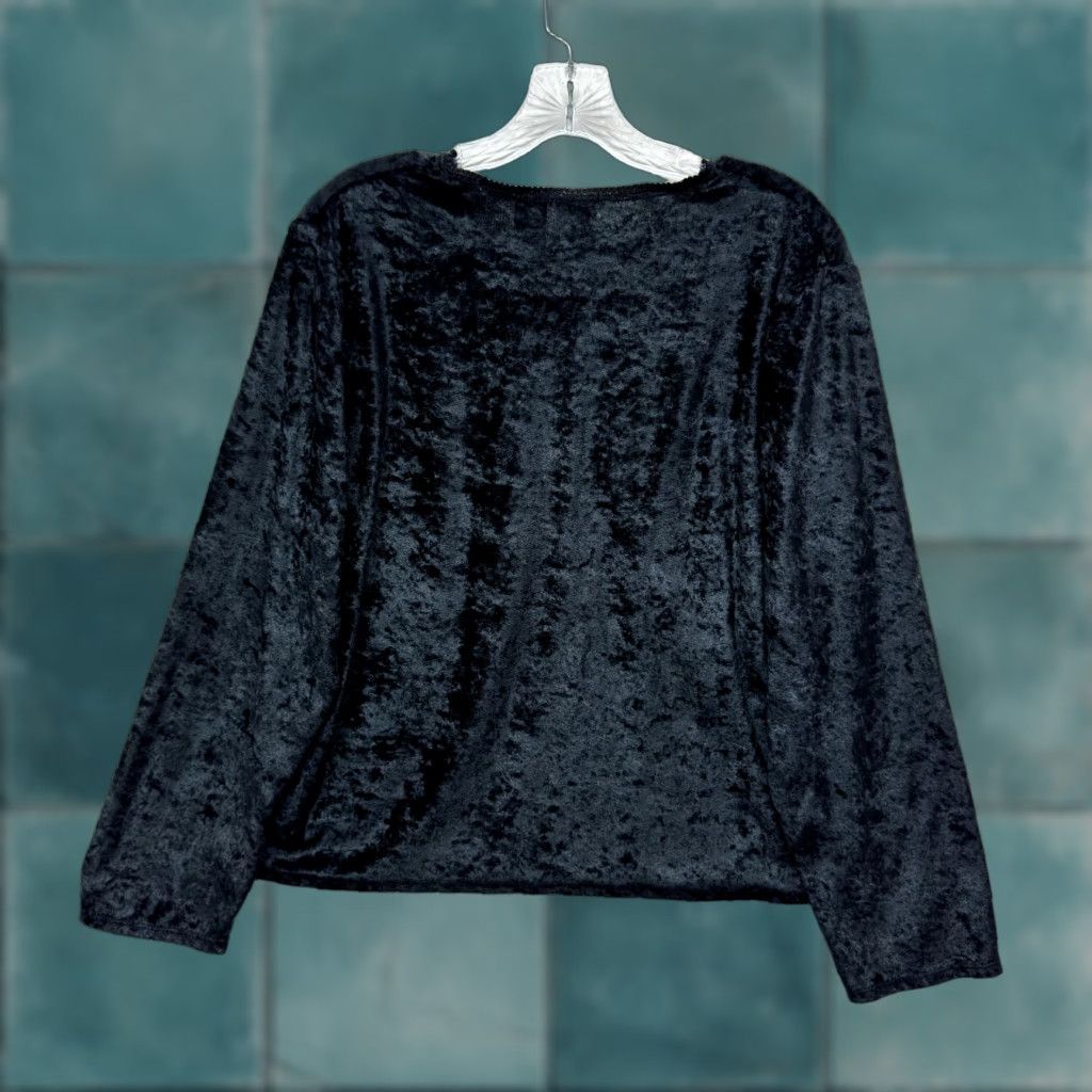 Velvet VINTAGE Gilligan O'Malley Top Shirt Black Crushed Velvet Goth Edwardian L Size L / US 10 / IT 46 - 1 Thumbnail