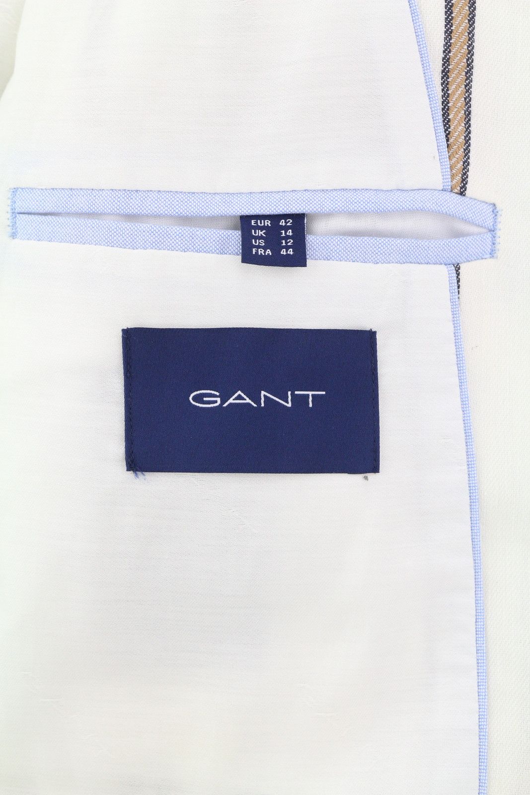 Gant STRIPE LINEN EU42 Off-White Linen Notch Blazer 85340 Size L / US 10 / IT 46 - 9 Thumbnail