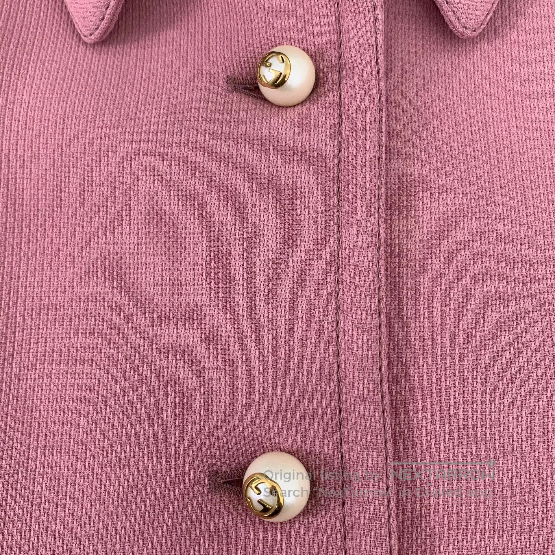 Gucci Guicci Pink Wool Lapel Pearl Button Decorated Coat| Size XS / US 0-2 / IT 36-38 - 6 Thumbnail