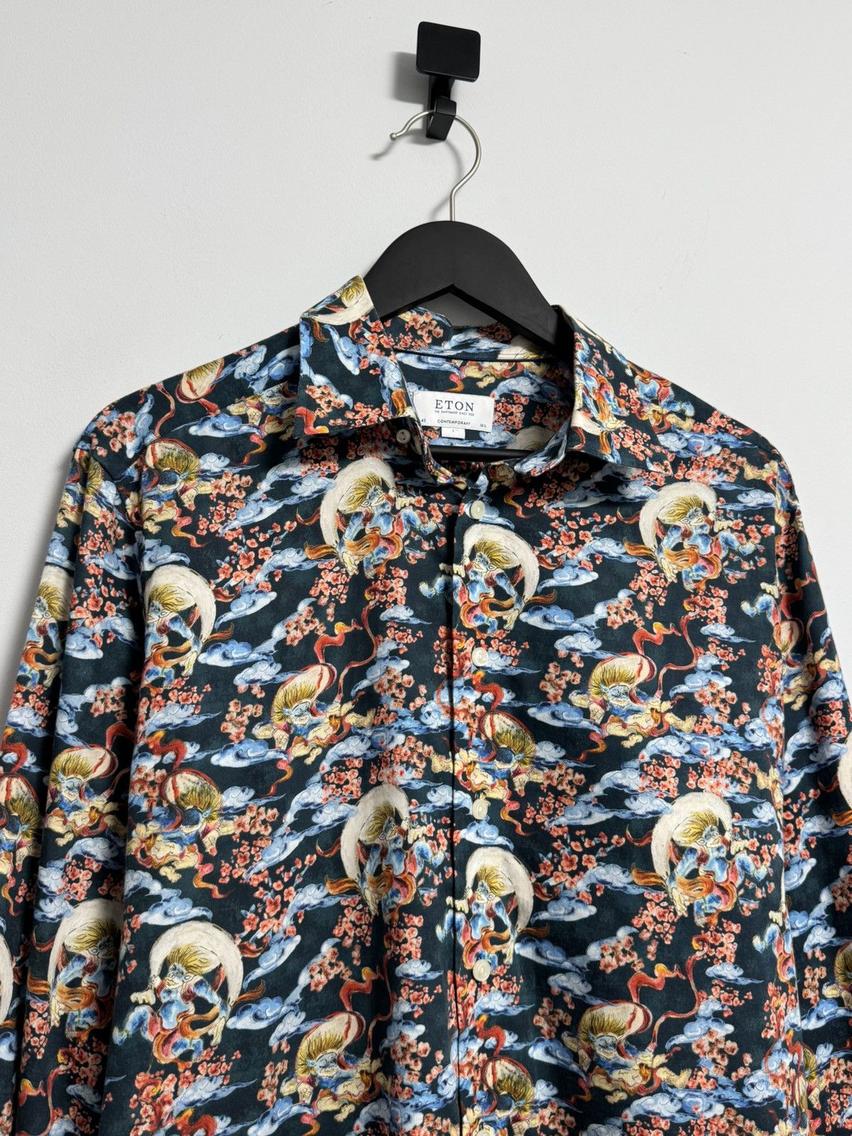 Eton Eton Mens AOP Gin Japanese Style Signature Twill Button Size US L / EU 52-54 / 3 - 2 Thumbnail