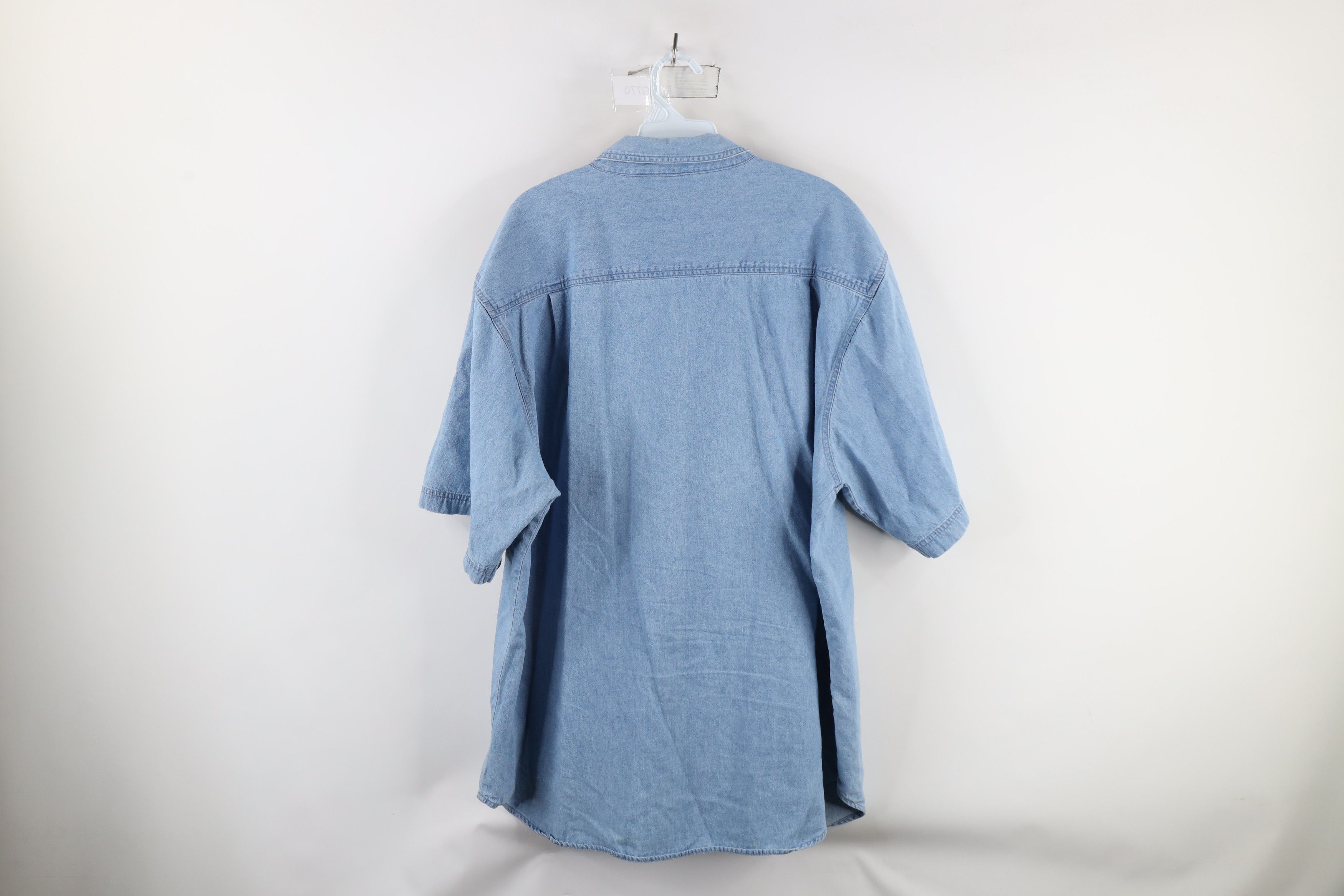 Vintage Vintage 90s Streetwear Short Sleeve Denim Button Down Shirt Size US XXL / EU 58 / 5 - 8 Thumbnail