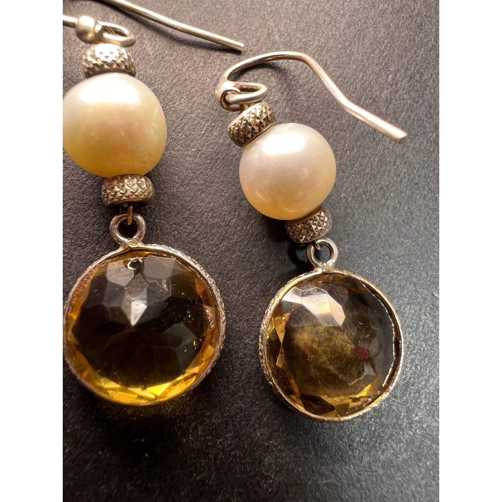 Other Citrine and pearl sterling silver dangle earrings Size ONE SIZE - 7 Thumbnail