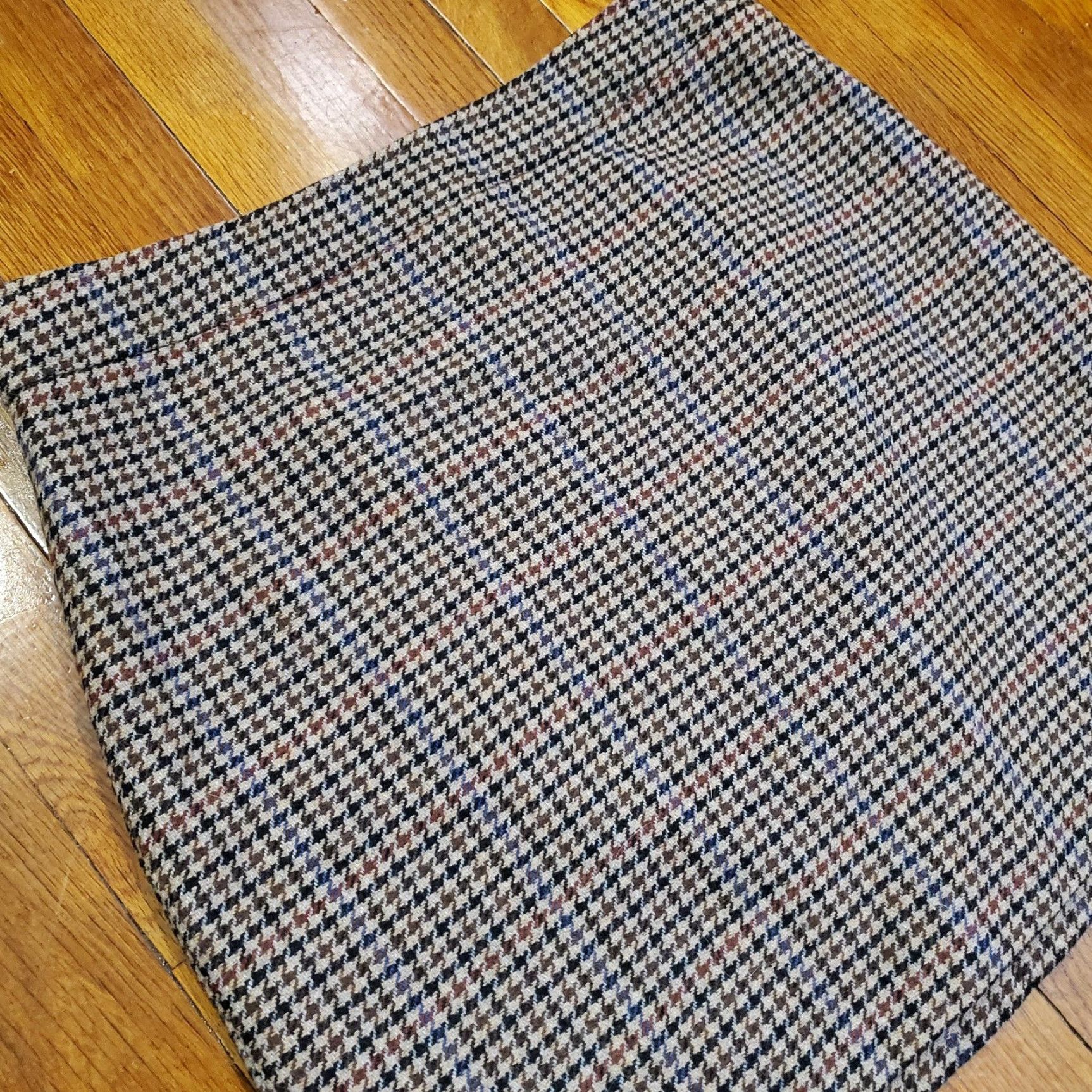 J.Crew J.Crew Skirt Womens 16 Brown Houndstooth Wool Blend Lined Side Zip Size 38" / US 16 / IT 52 - 2 Thumbnail