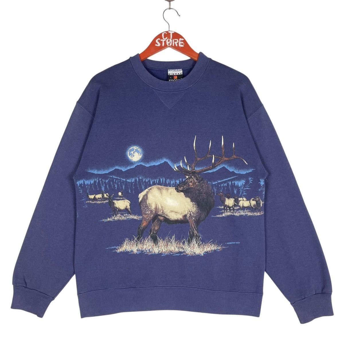 Vintage 90s Habitat Graphic Of Elk Sweatshirt Size M