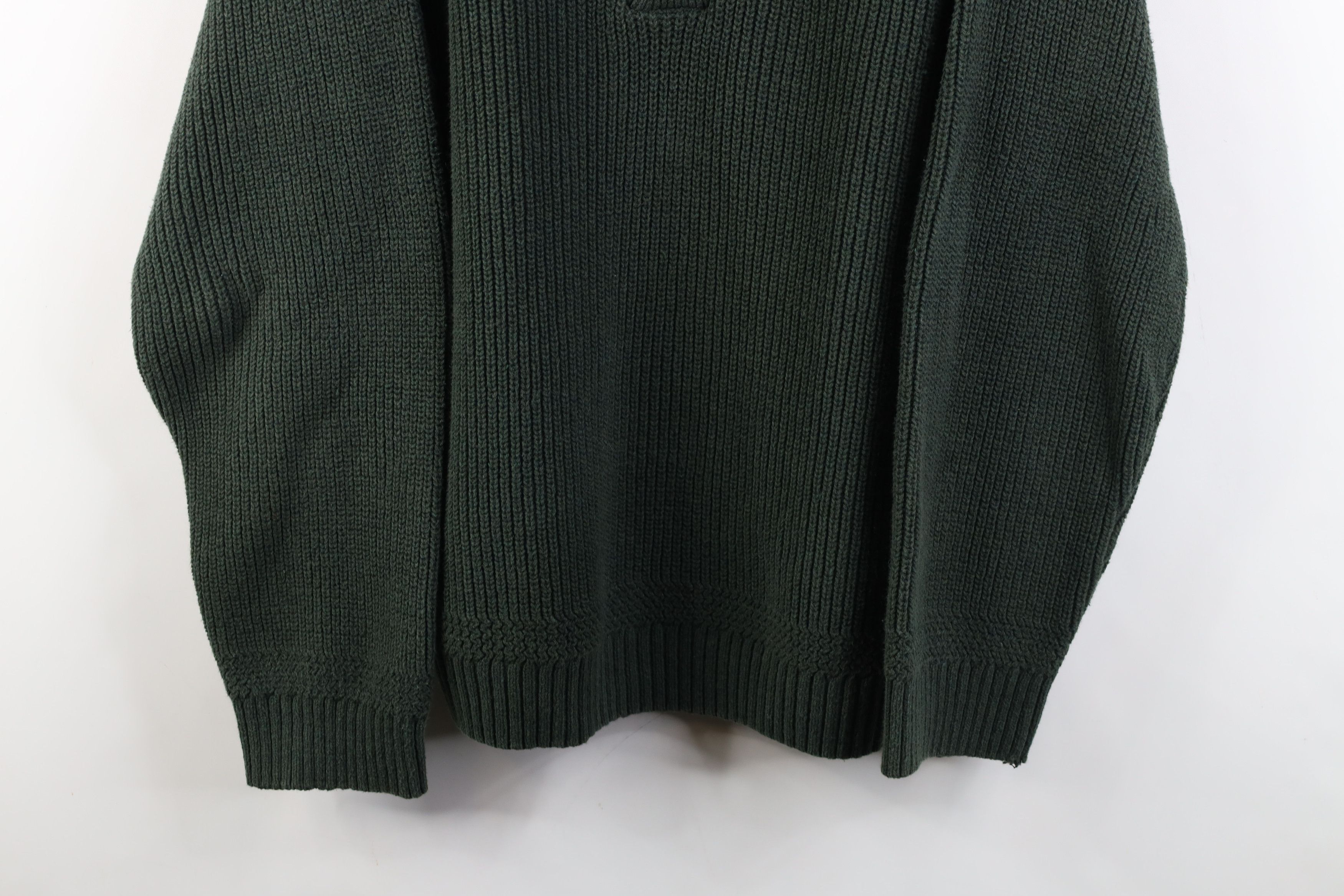 Vintage Vintage 90s Streetwear Ribbed Knit Henley Sweater Green USA Size US L / EU 52-54 / 3 - 3 Thumbnail