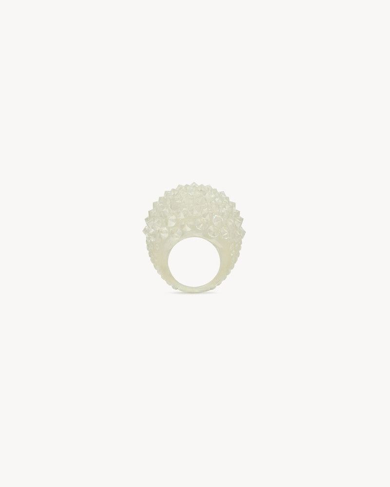 Saint Laurent Paris o1bcso1str0226 Size:06/Spiked Dome Ring in Off White Size ONE SIZE - 4 Thumbnail