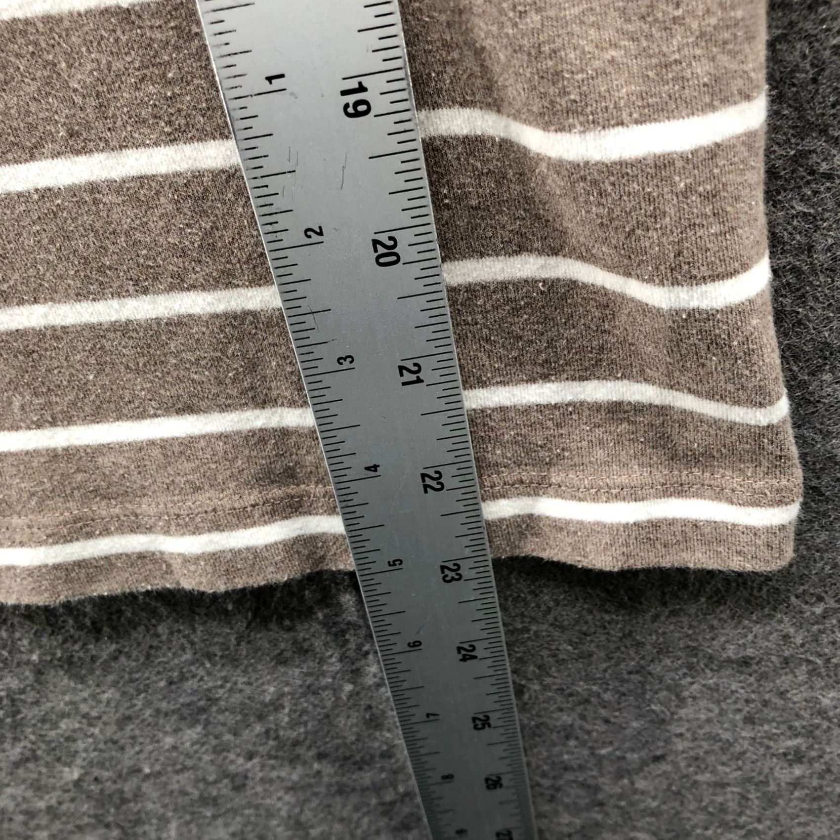Muji Muji Mock Neck T Shirt Womens S Long Sleeve Striped Light Brown White Stretch Size S / US 4 / IT 40 - 8 Thumbnail