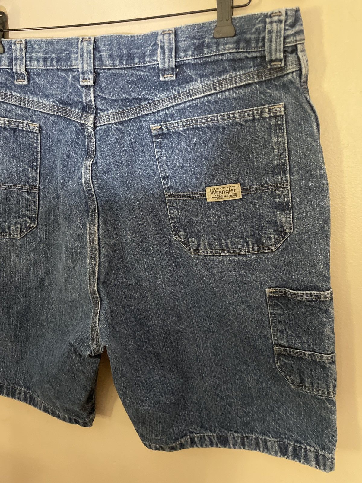 Designer × Vintage × Wrangler Wrangler Denim Blue Jean Shorts Jorts Waist 38x9 Carpenter 🔥 Size US 38 / EU 54 - 3 Thumbnail