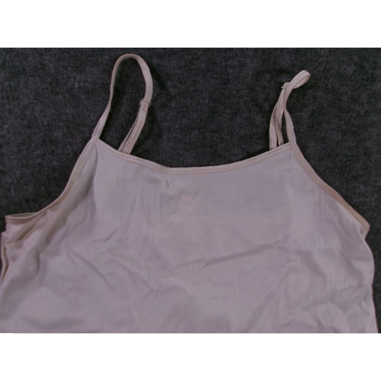 Vintage Maidenform Camisole Women Medium Ivory Adjustable Spaghetti Straps Solid Nylon Tank Size ONE SIZE - 2 Thumbnail
