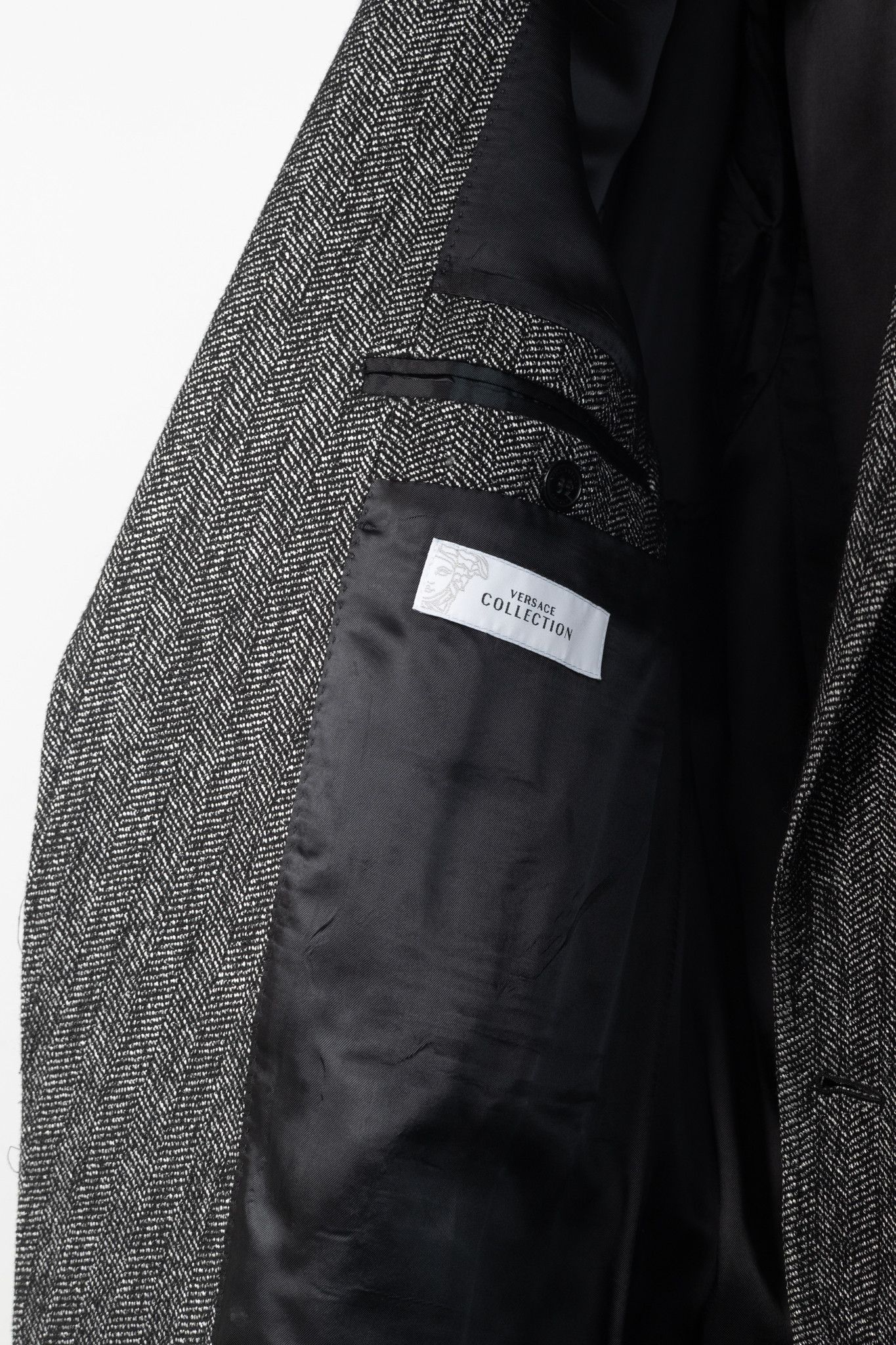 Versace Versace Collection White & Black Herringbone Tweed Blazer Size 54R - 9 Thumbnail