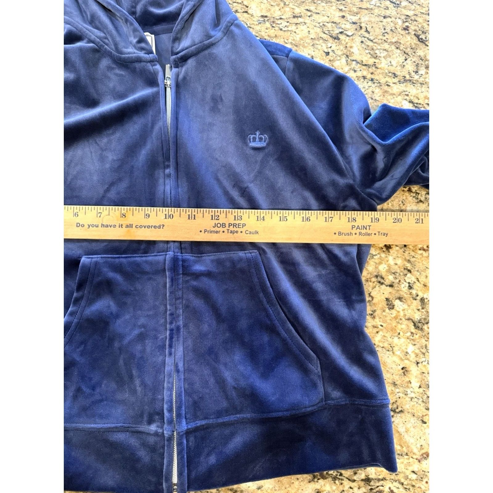 Juicy Couture Juicy Couture Hoodie Womens XL Blue Velour Full Zip Stretch Hoodie Sweatshirt Zipper Crew Neck Regular Velour Size XL / US 12-14 / IT 48-50 - 6 Thumbnail