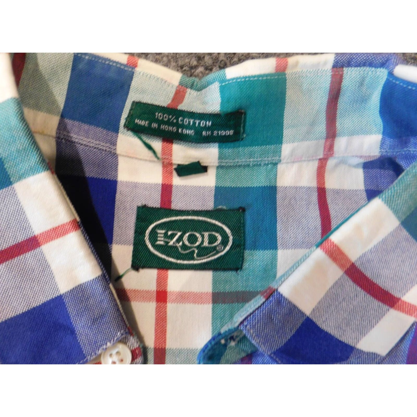Izod IZOD Shirt XL Blue White Plaid Button-Down, Long Sleeve, Classic, Men's, Button Up, Collared, Regular Fit Size US XL / EU 56 / 4 - 7 Thumbnail