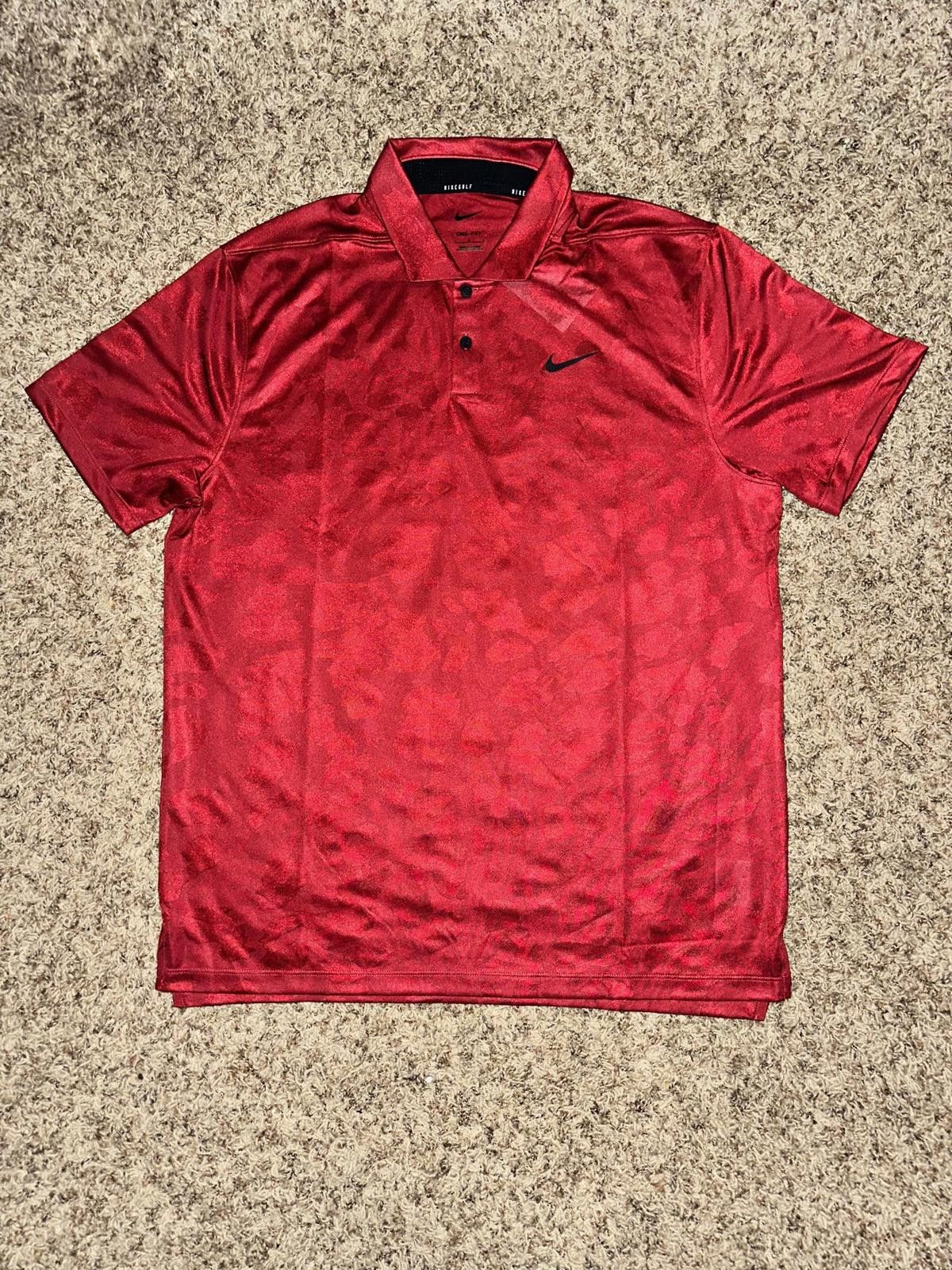 Mens Nike Vapor Dri-Fit Red Animal Print Golf Polo Shirt Sample
