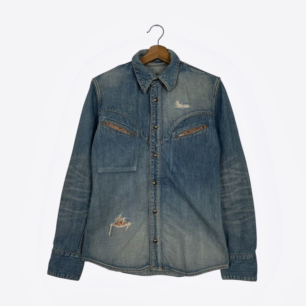 Isamu Katayama Backlash Isamu Katayama Backlash Distressed Style Denim Shirt Jacket Size US S / EU 44-46 / 1 - 1 Thumbnail