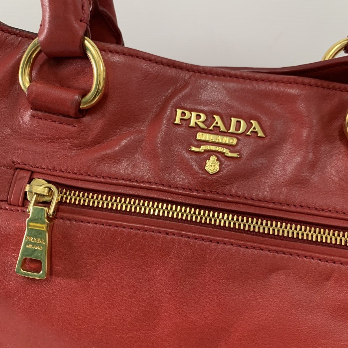 Prada Prada Red Leather Shoulder Bag Size ONE SIZE - 3 Thumbnail