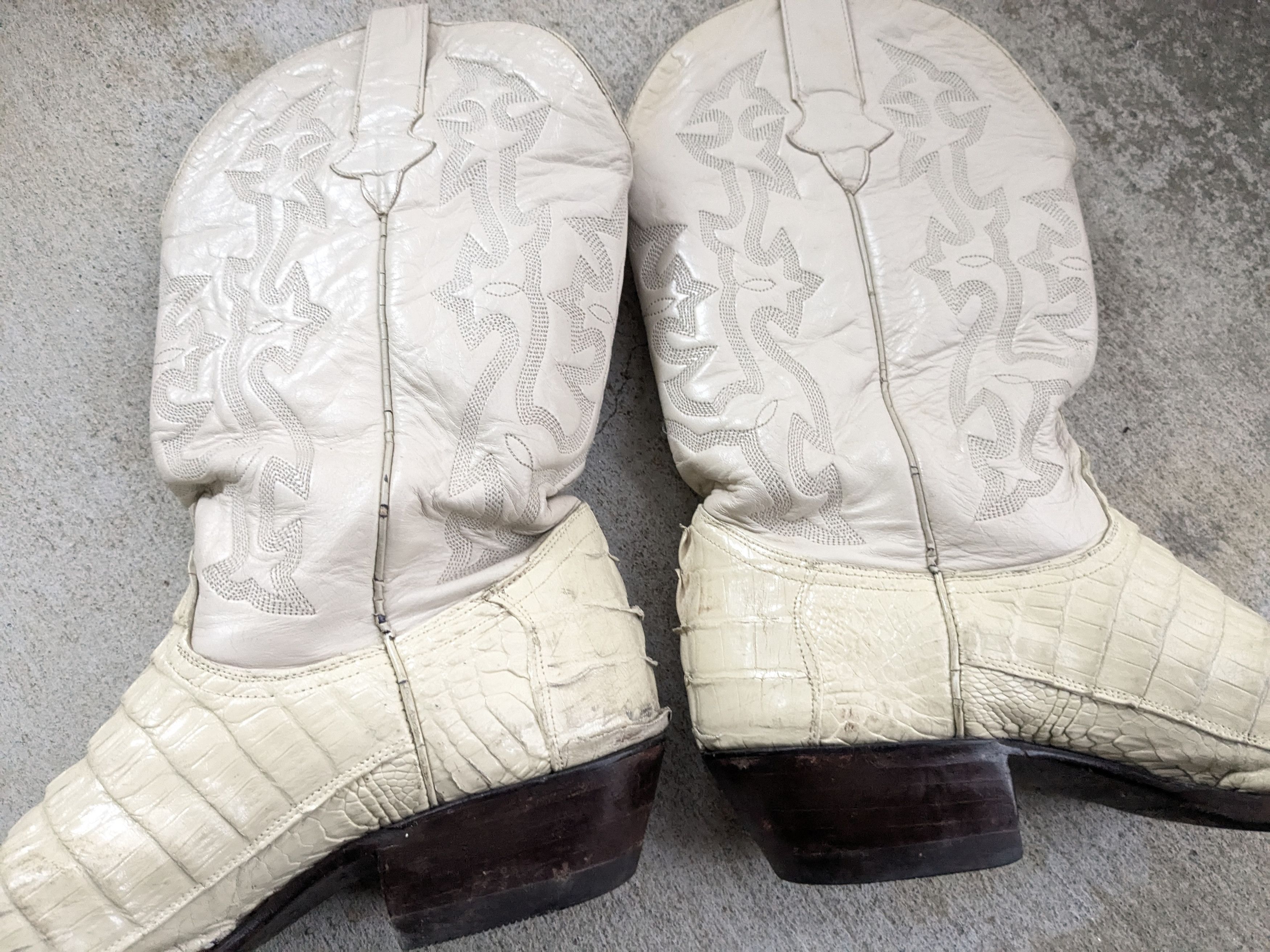 Genuine Leather Crocodile Cowboy Boots White 9.5 Vintage Leather Botas Size US 9.5 / EU 42-43 - 10 Thumbnail