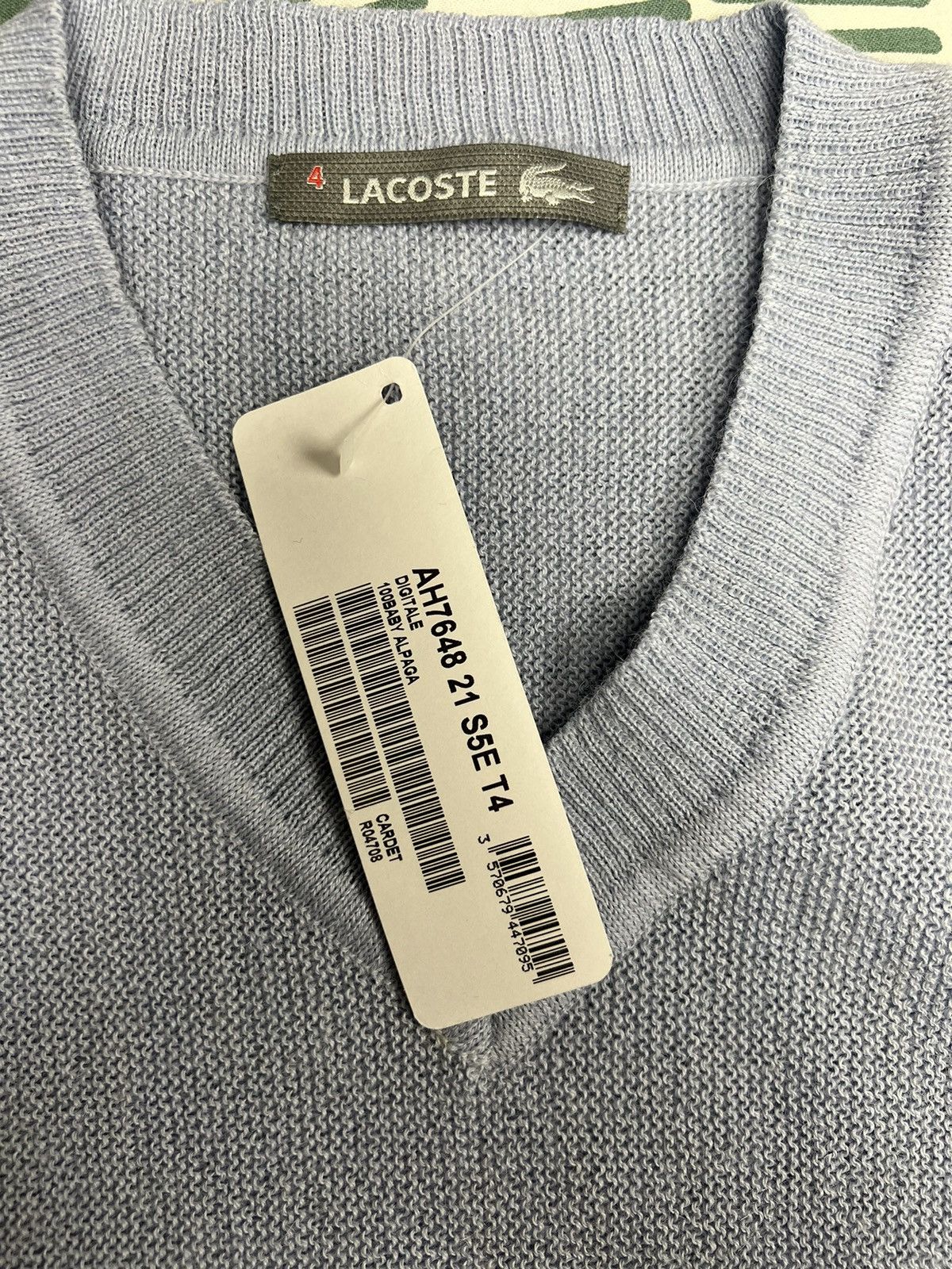 Lacoste Lacoste men’s blue baby alpaca v-neck sweater size 4 or M Size US M / EU 48-50 / 2 - 5 Thumbnail