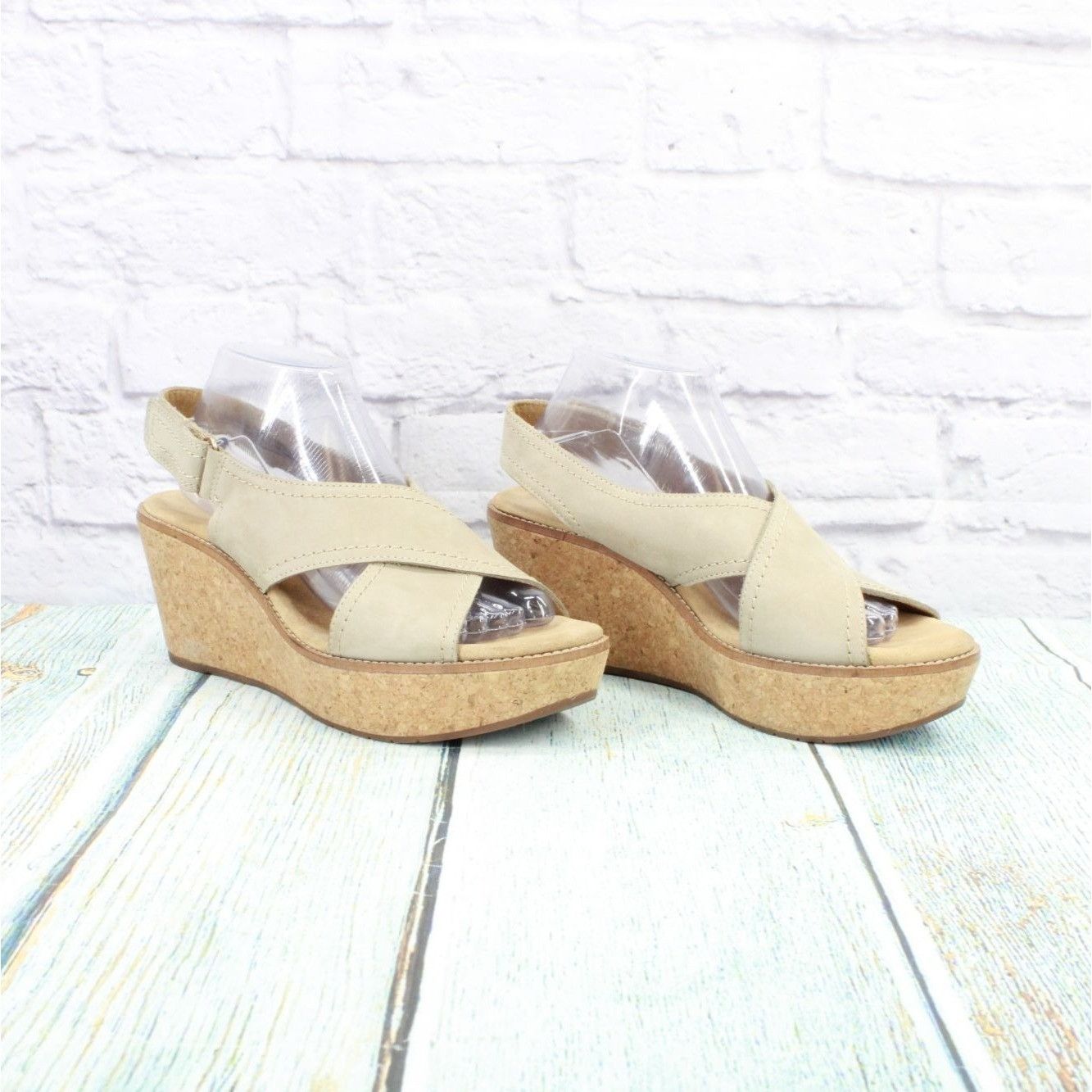 Clarks Clarks Tan Leather Ankle Strap Wedge Sandals Women's Size 10 Size US 10 / IT 40 - 3 Thumbnail