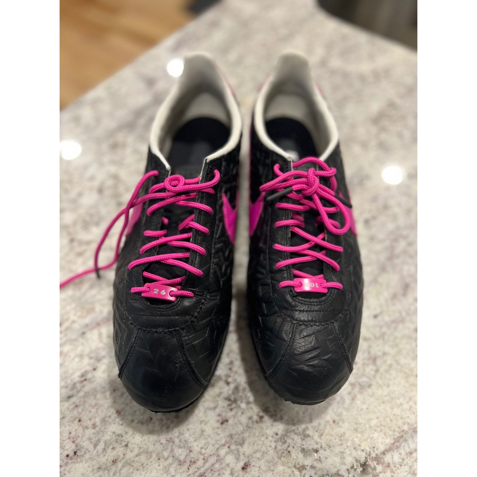 Nike Nike Cortez NikeiD Custom Black Pink Leather Sneakers Shoes Size US 12 / EU 45 - 3 Thumbnail