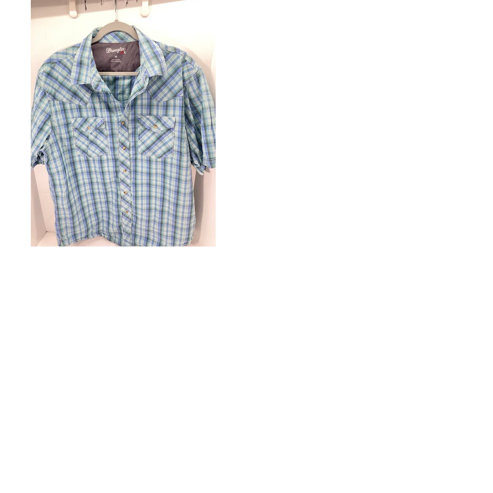 Wrangler VINTAGE Wrangler 20X Pearl Snap Western Shirt Men XL Blue Plaid Short Sleeve Rodeo Mens Size US XL / EU 56 / 4 - 9 Thumbnail