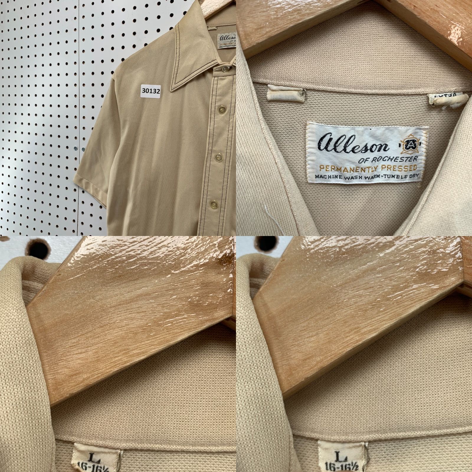 Vintage VINTAGE Alleson Of Rochester Button-Up Shirt Beige Mens Large Short Sleeve Long Pocket 70s 80s Size US L / EU 52-54 / 3 - 8 Thumbnail