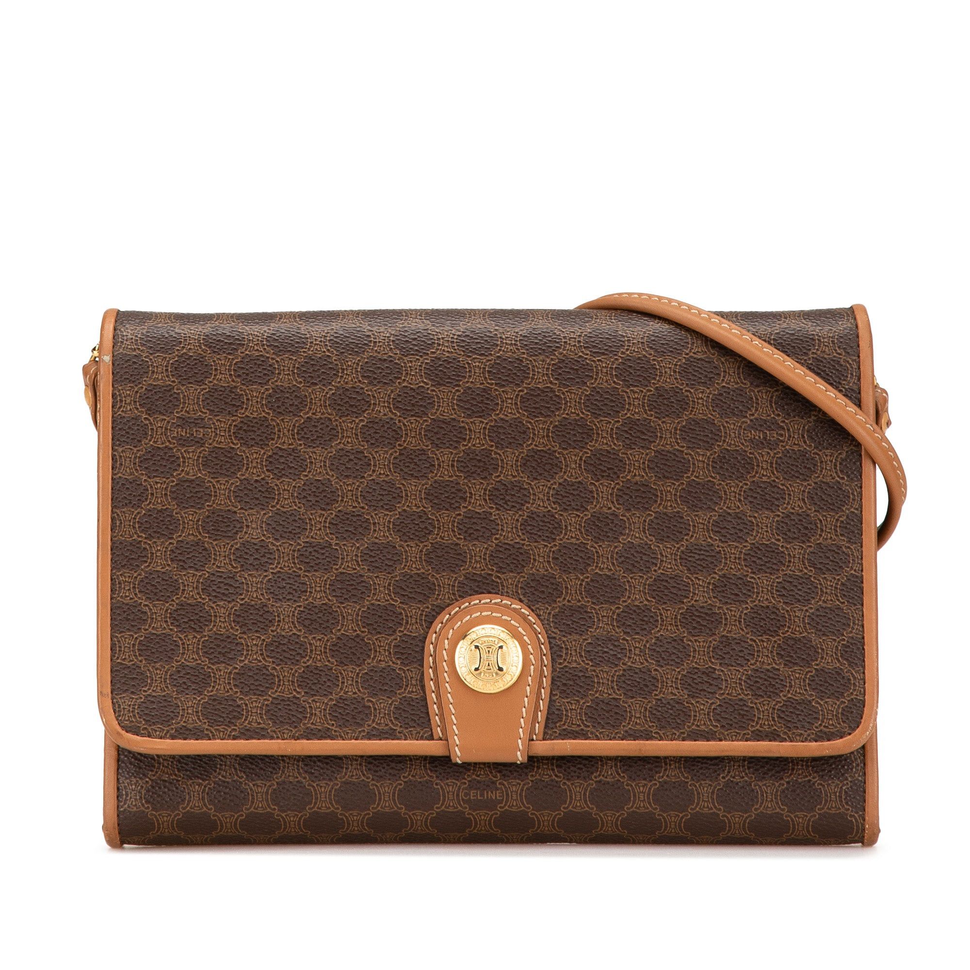 Celine Celine Macadam Coated Canvas Crossbody Brown Size ONE SIZE - 1 Thumbnail