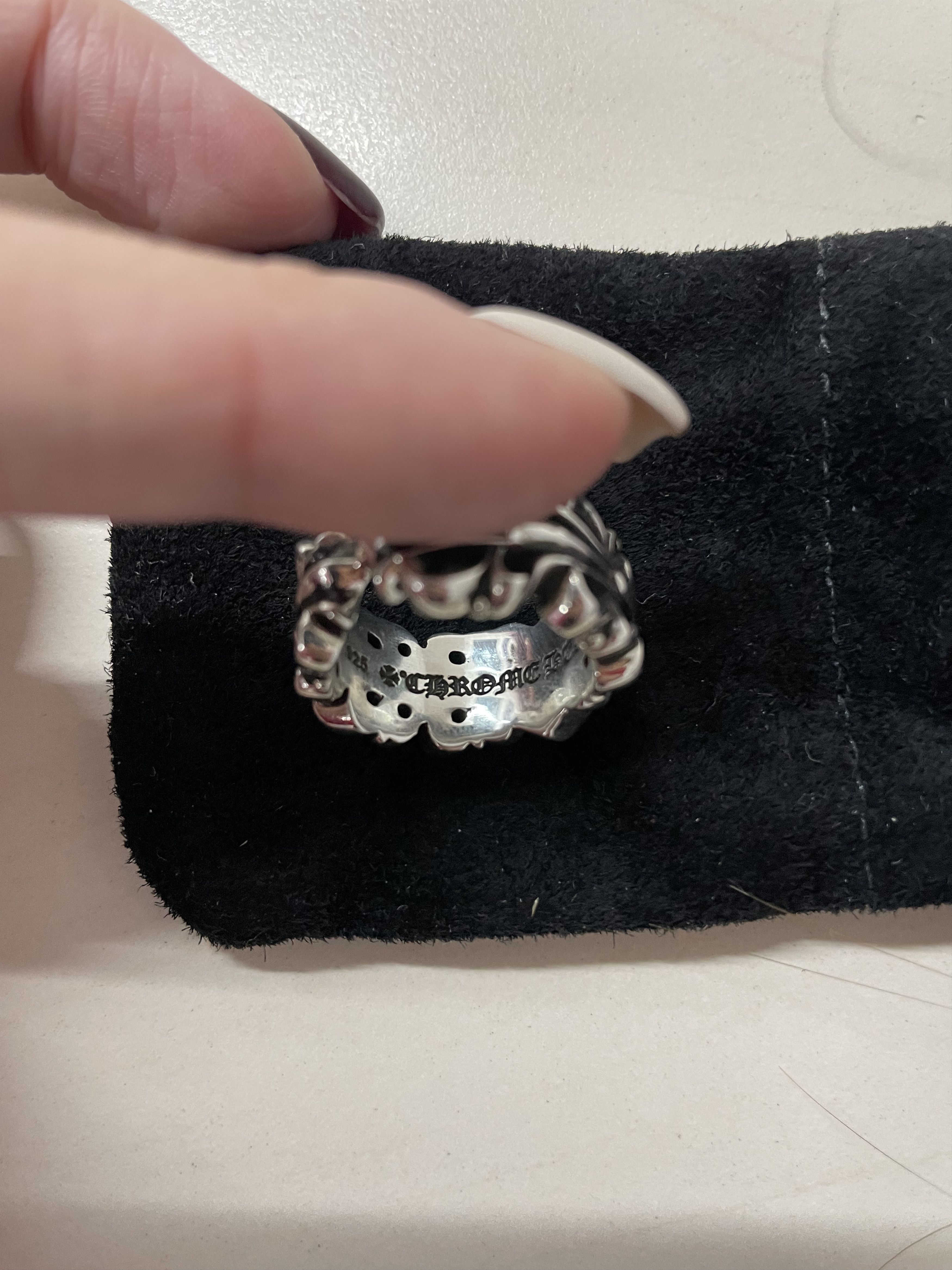 Chrome Hearts Chrome Hearts Silver Double Floral Cross Heart Ring Size ONE SIZE - 6 Thumbnail