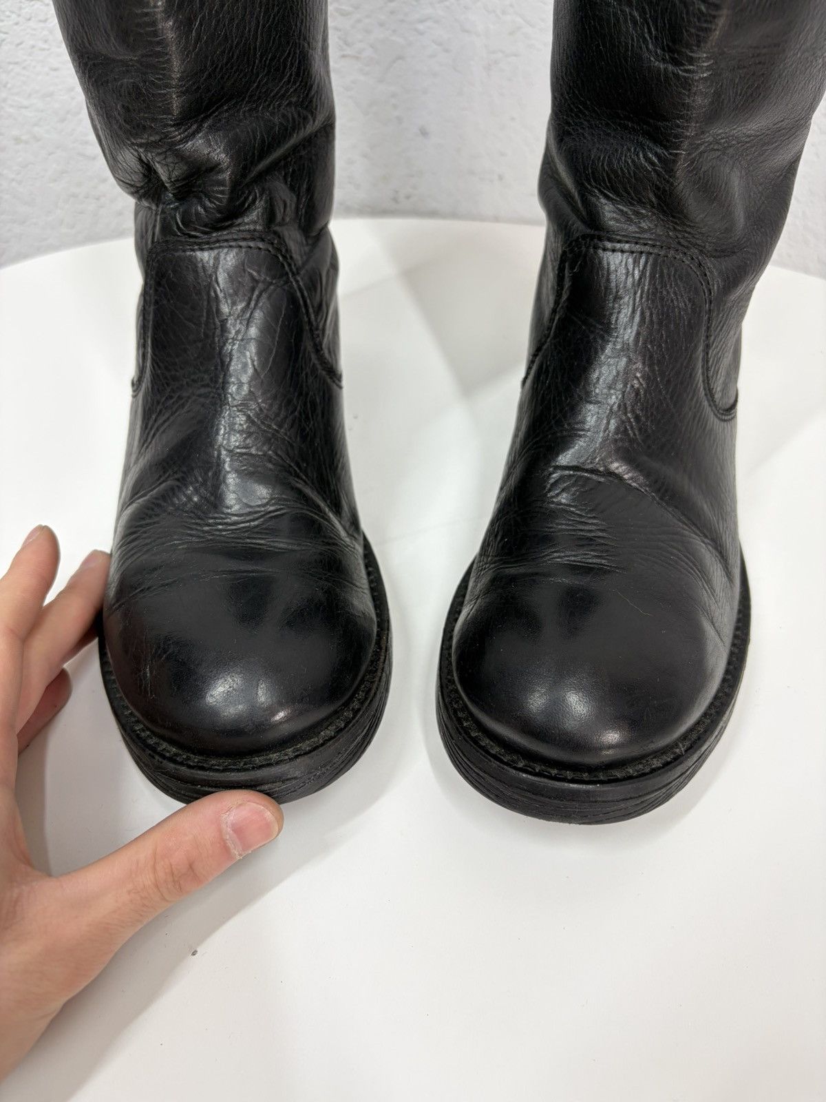 If Six Was Nine Double Buckle Black Moto Boots Red Wing Frye Guidi Inspired Size US 8 / EU 41 - 5 Thumbnail