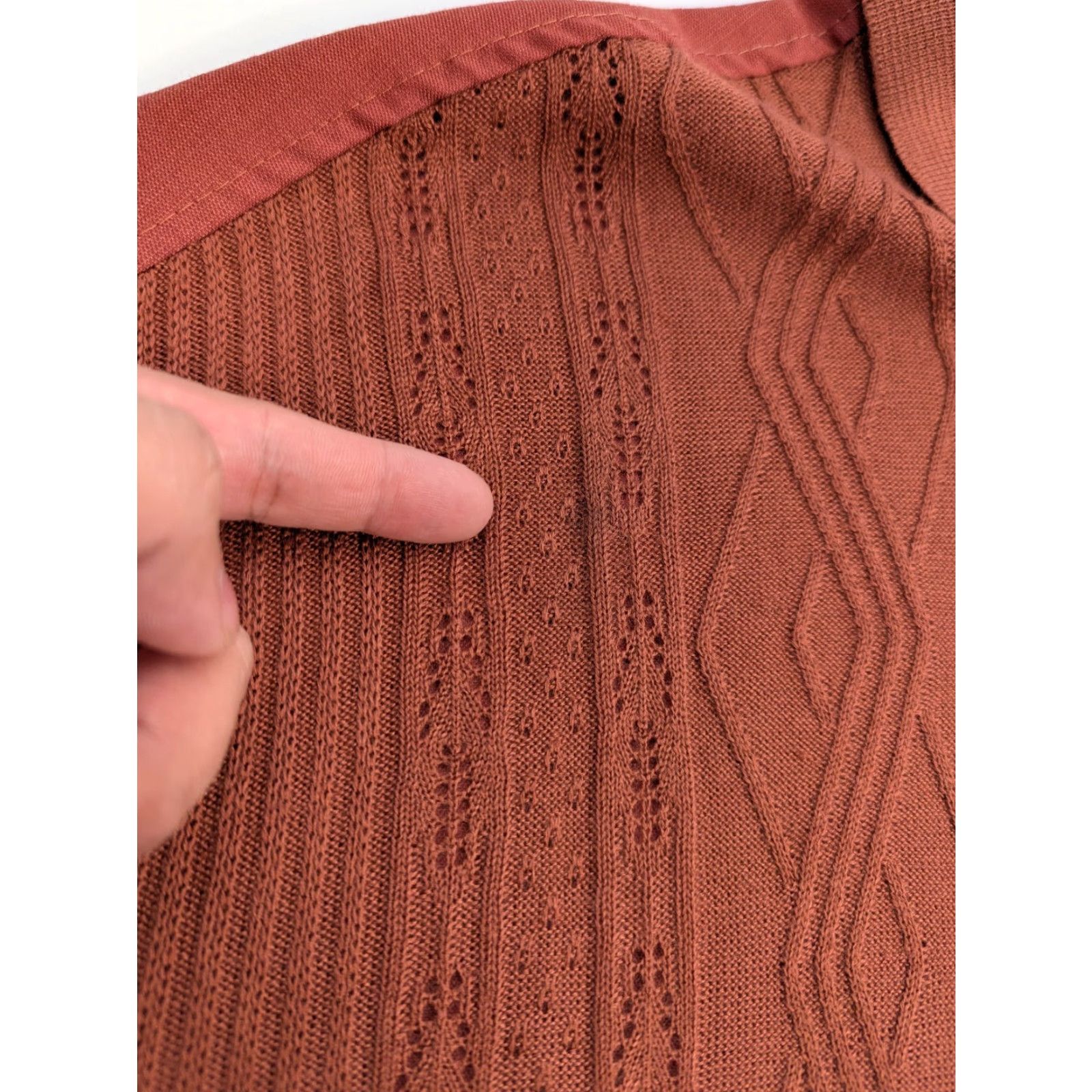 Rusty SilverSilk Shirt Men 2XL Button-Down Short Sleeve Rust Brown Retro All Seasons Breathable Easy Care Size US XXL / EU 58 / 5 - 2 Thumbnail