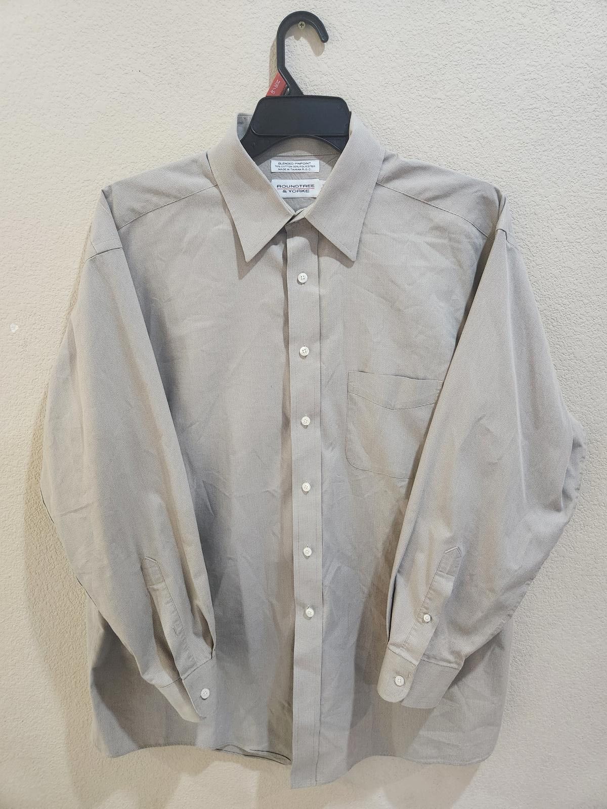 Roundtree & Yorke Roundtree & Yorke Men's Dress Shirt Blended Pinpoint L/S Size 38R - 6 Thumbnail