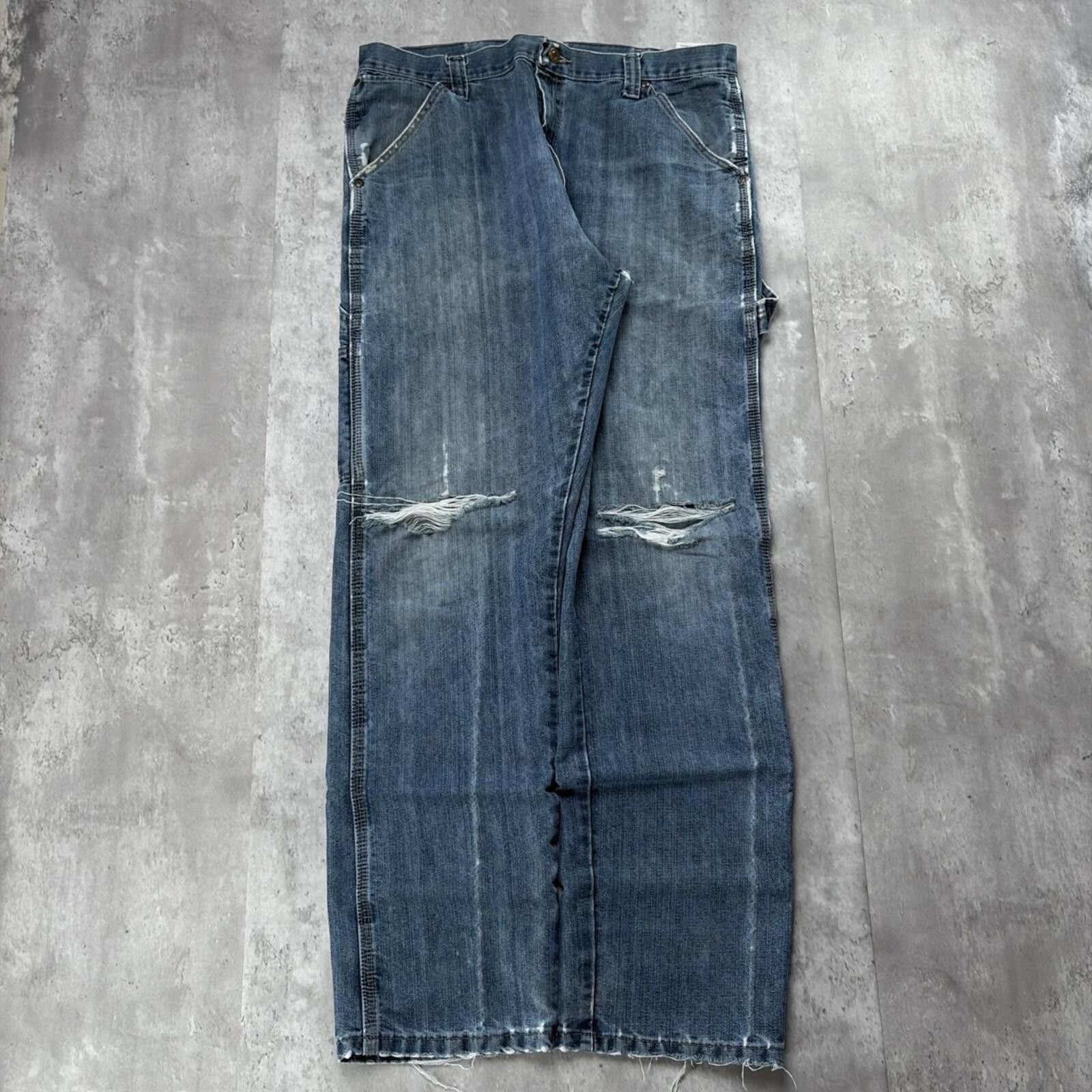 Wrangler Y2K Blue Wrangle Workwear Grunge Baggy Carpenter Denim Jeans Size US 36 / EU 52 - 2 Thumbnail