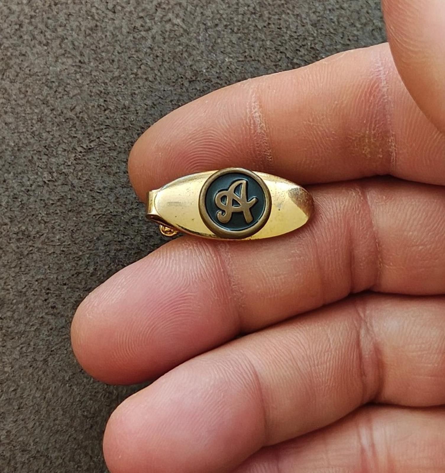 Other 1950s/60s Gold Tone Black Enamel Monogram Initial A Tie Clip Size ONE SIZE - 5 Thumbnail