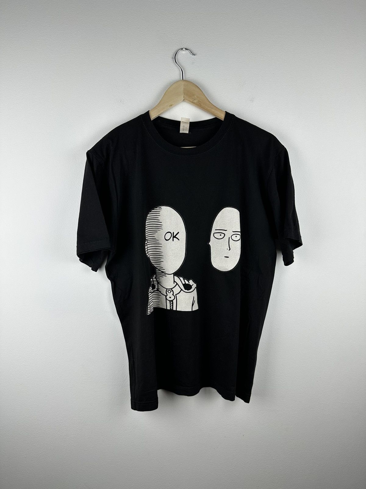 image of Anima One Punch Man Ok T-Shirt Japanese Anime Series Character in Black, Men's (Size Medium)
